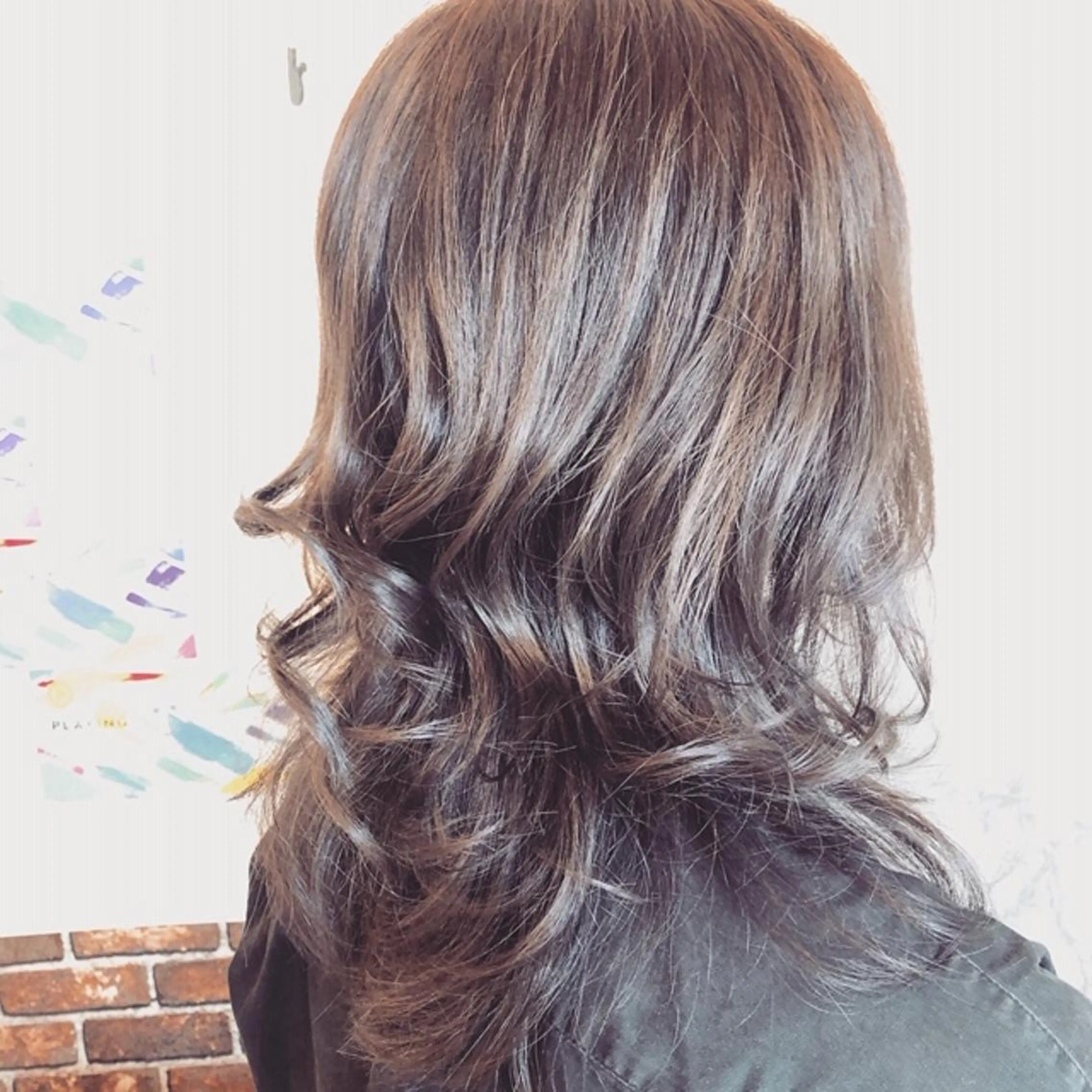 ロング カラー グレージュ ウルフカット 東中野🥇美容室 FLOW東中野店のヘアスタイル