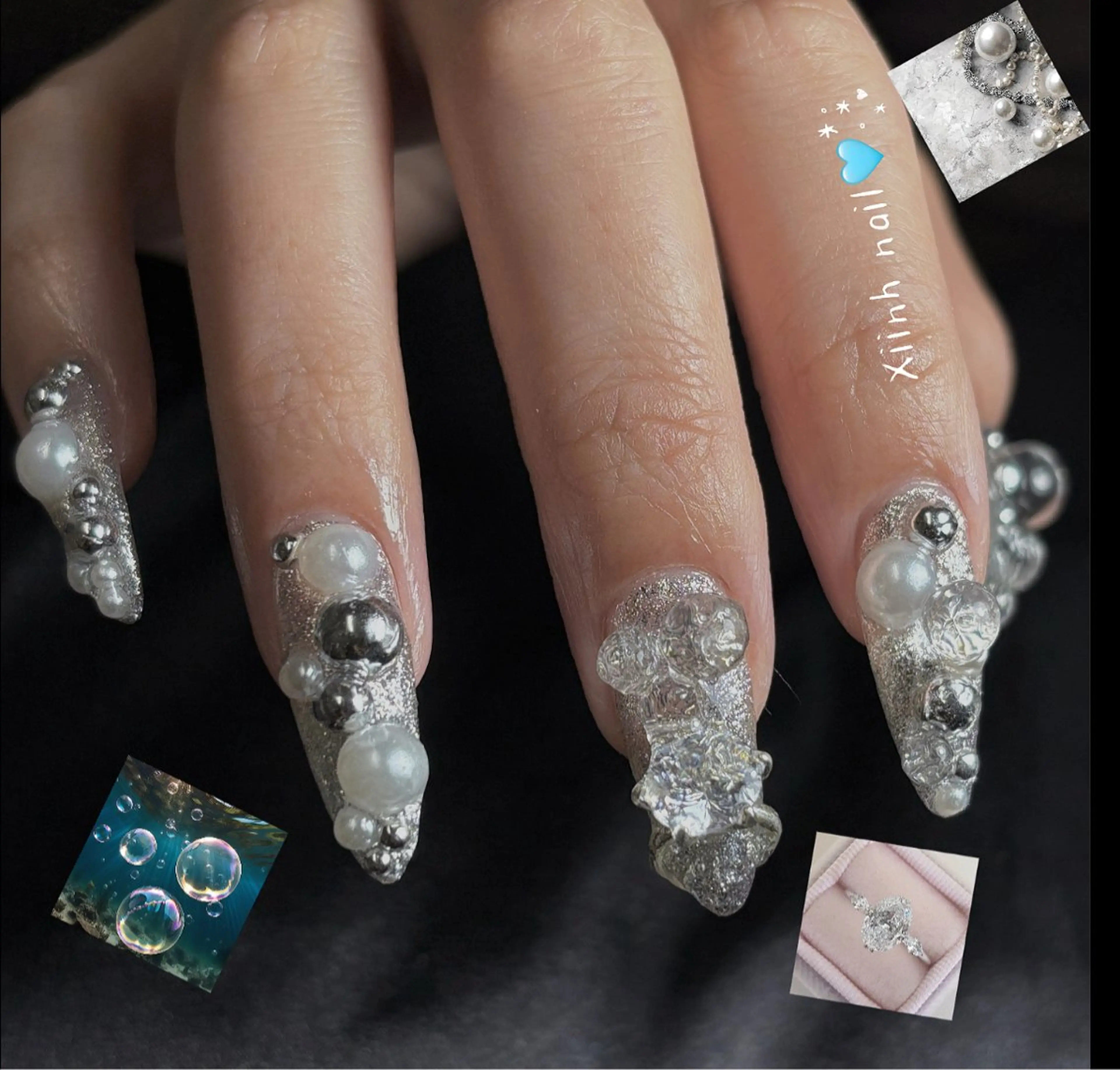 ネイル ブラウン チークネイル 桜ネイル 長さ出し フットネイル ハンドネイル XIINH NAIL SALONのネイルデザイン