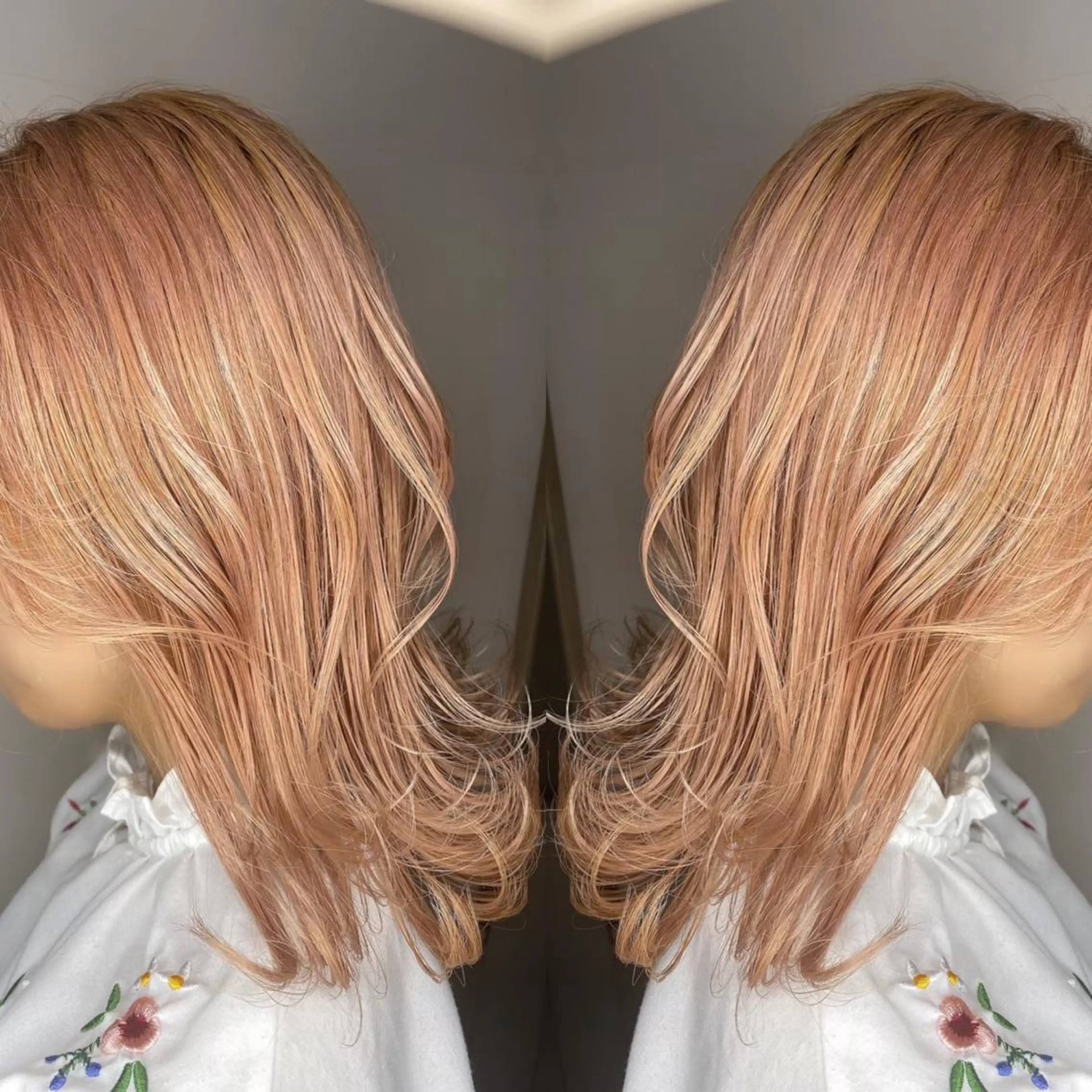 ミディアム カラー オレンジ 韓国🇰🇷 ✂︎hair 内田愛のヘアスタイル