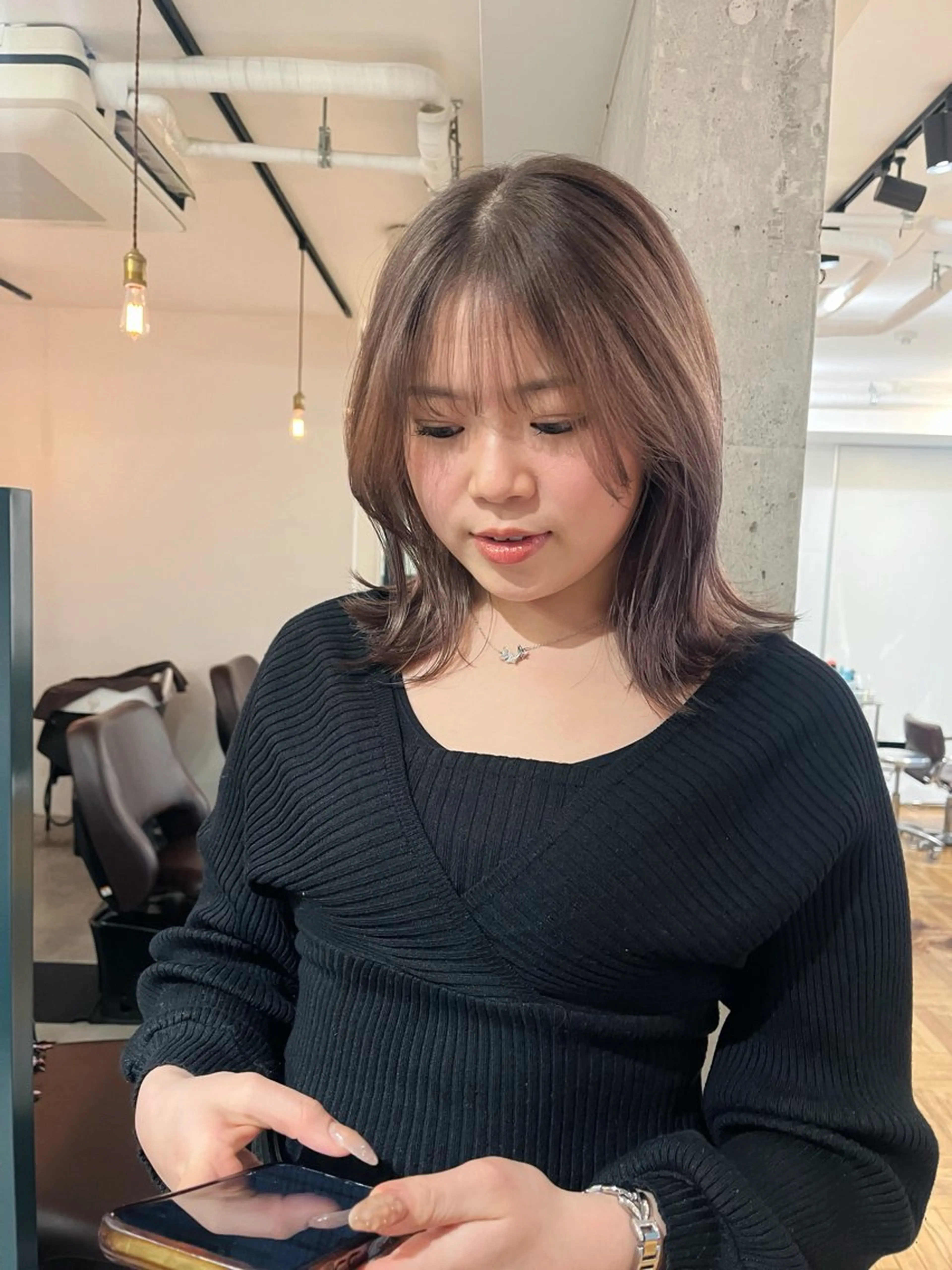 セミロング カラー 暖色/パーマ 🌼クニトウメイのヘアスタイル