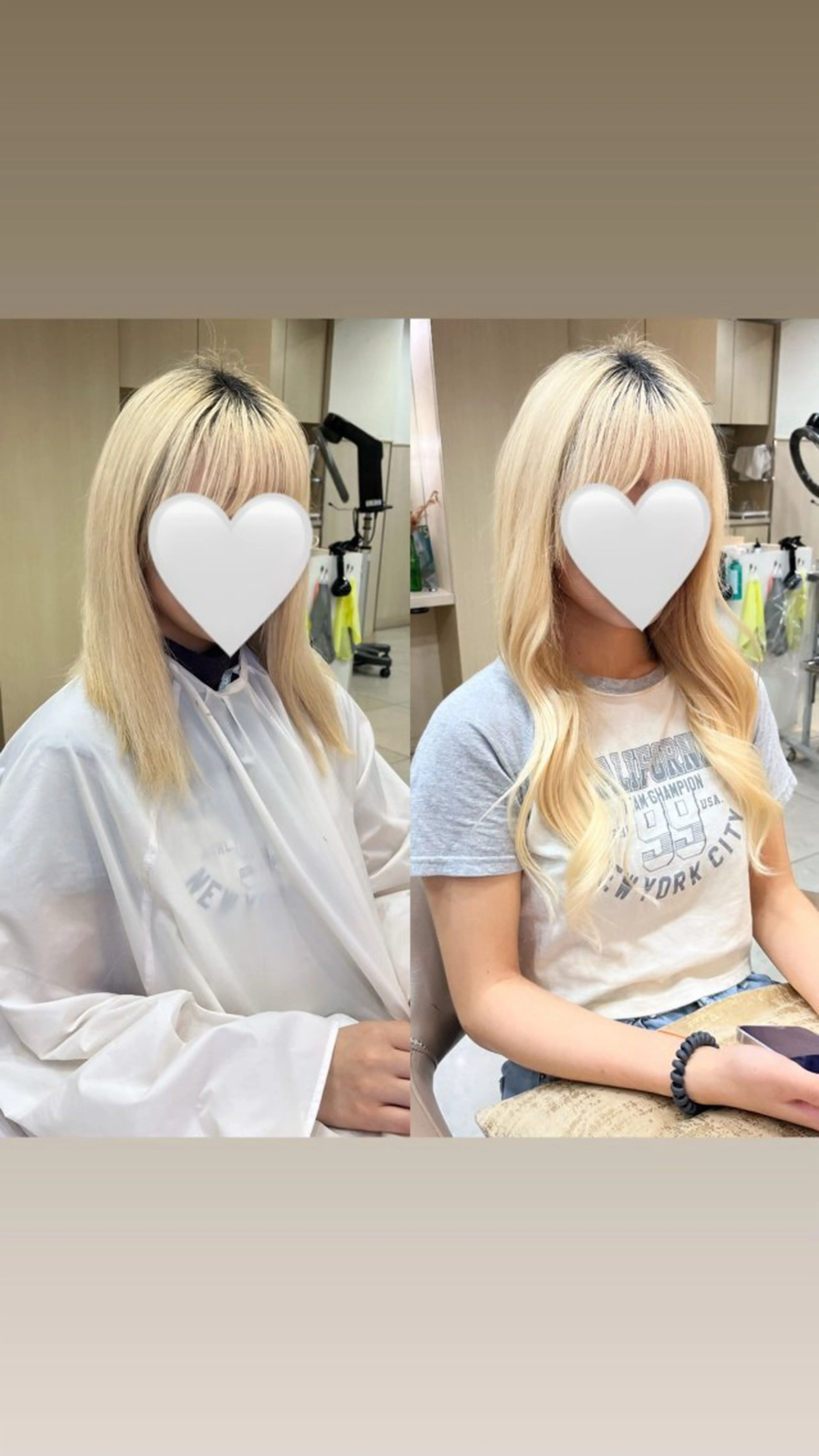 ロング エクステ エクステ ブロンドブリーチ カラーシールエクステのヘアスタイル