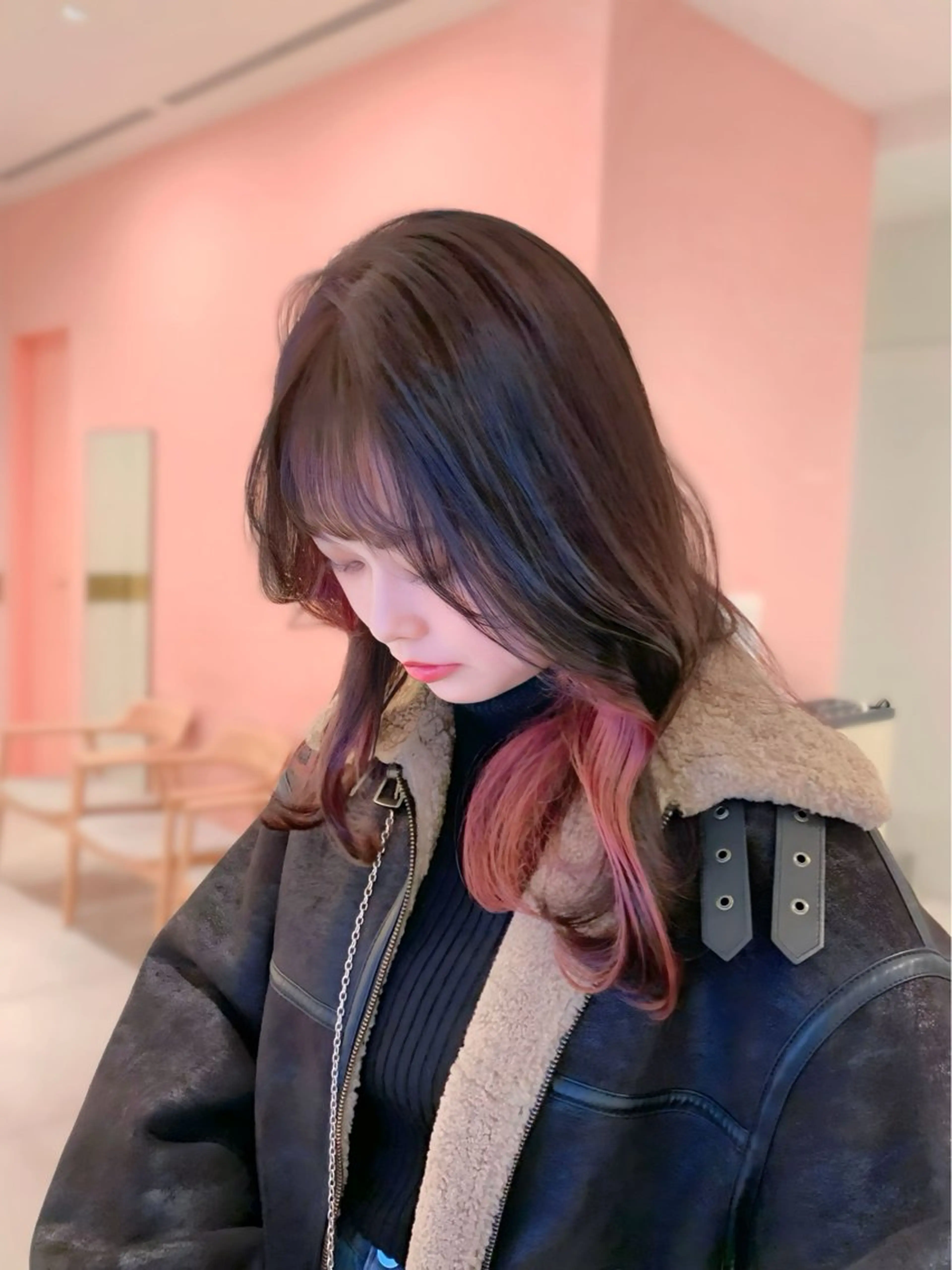 ミディアム カラー カット ヘアカラー トリートメント ヘッドスパ ヘアセット 韓国ヘア/レイヤー/ 顔まわり/りょーとのヘアスタイル