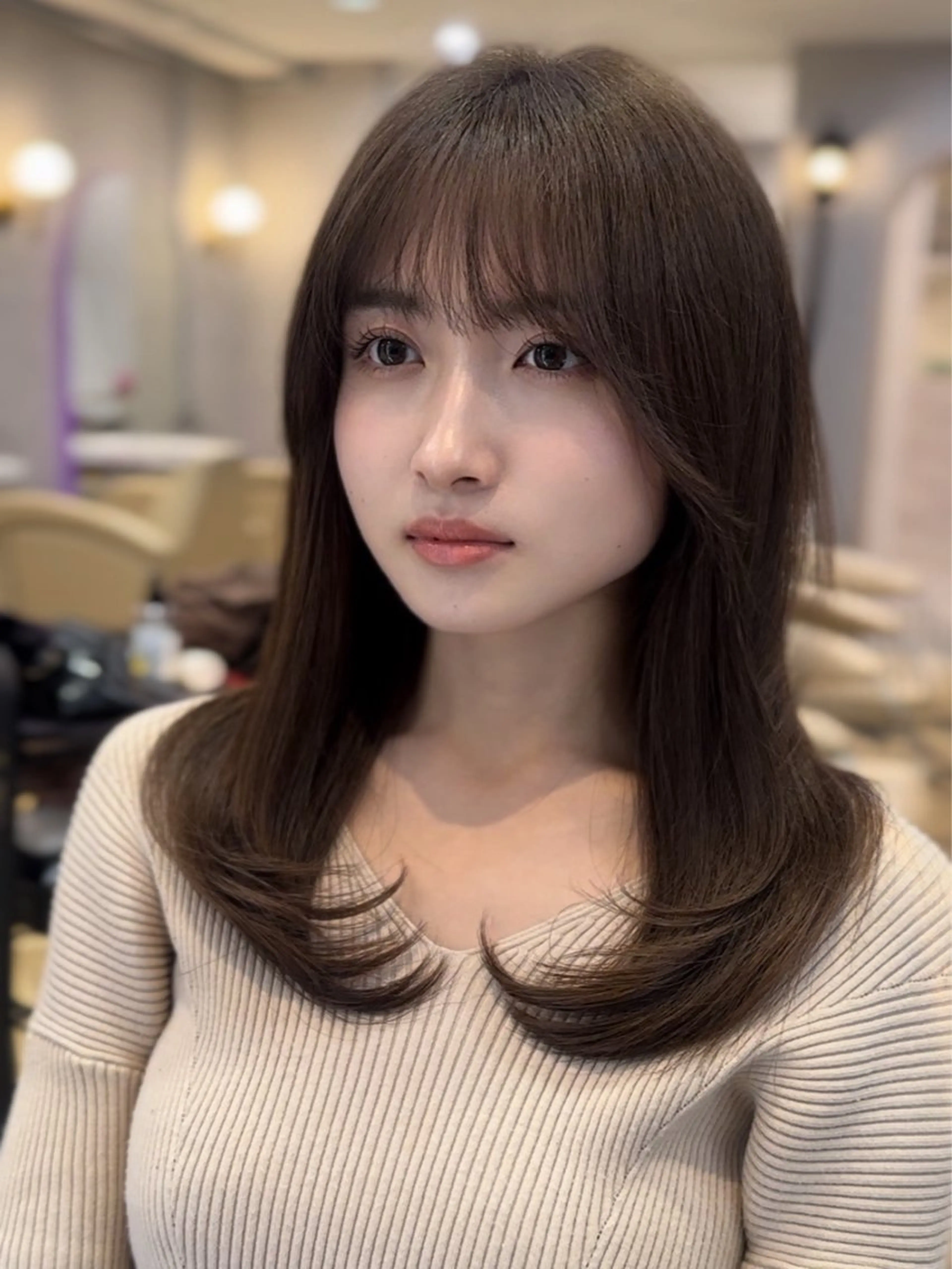セミロング ボブ 顔まわりレイヤー 顔周りカット 韓国風ヘア レイヤーカット カット ヘアカラー トリートメント ヘアセット 銀座副店長/レイヤー /韓国ヘア/髪質改善のヘアスタイル