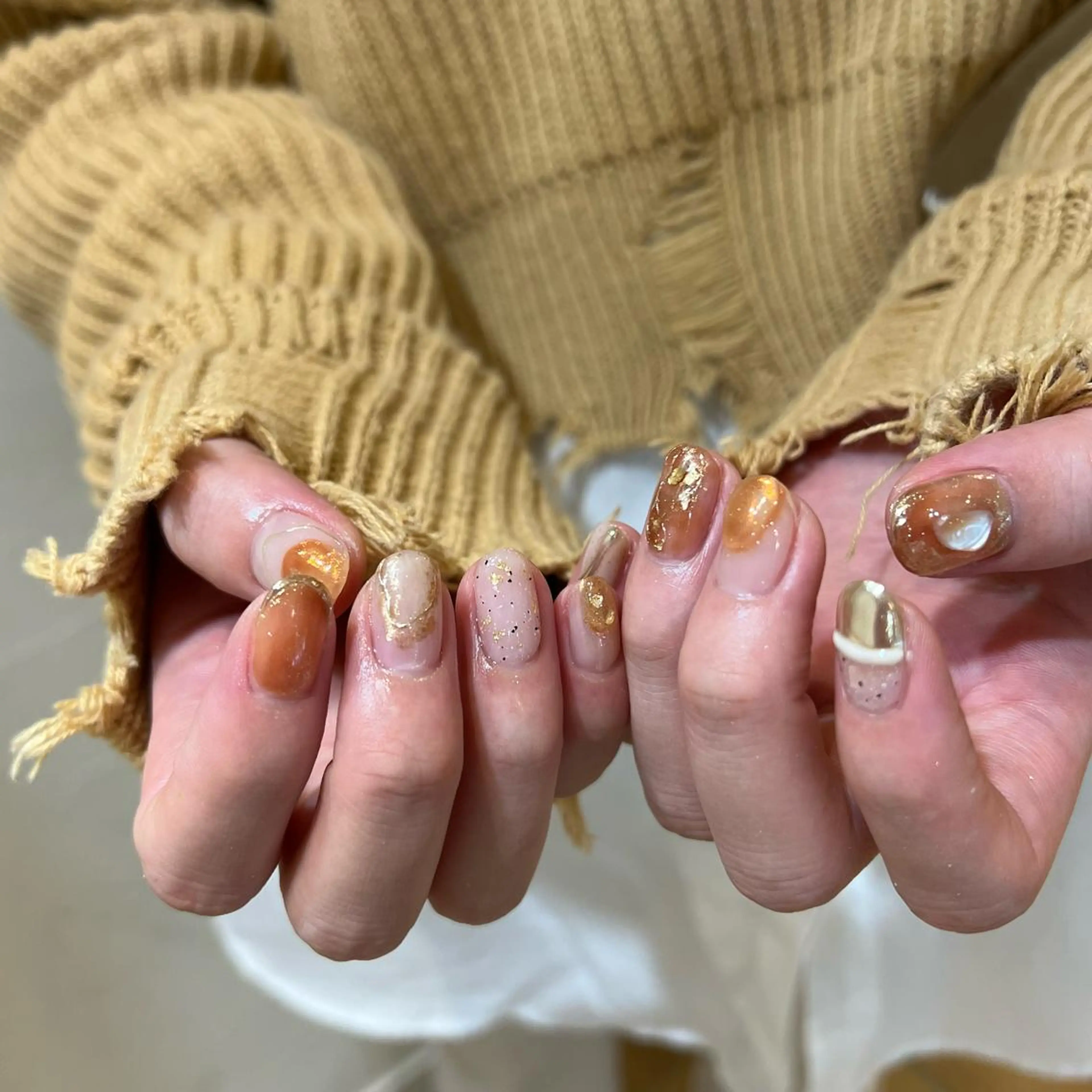 ネイル オレンジ ハンドネイル 鈴木 まゆのネイルデザイン