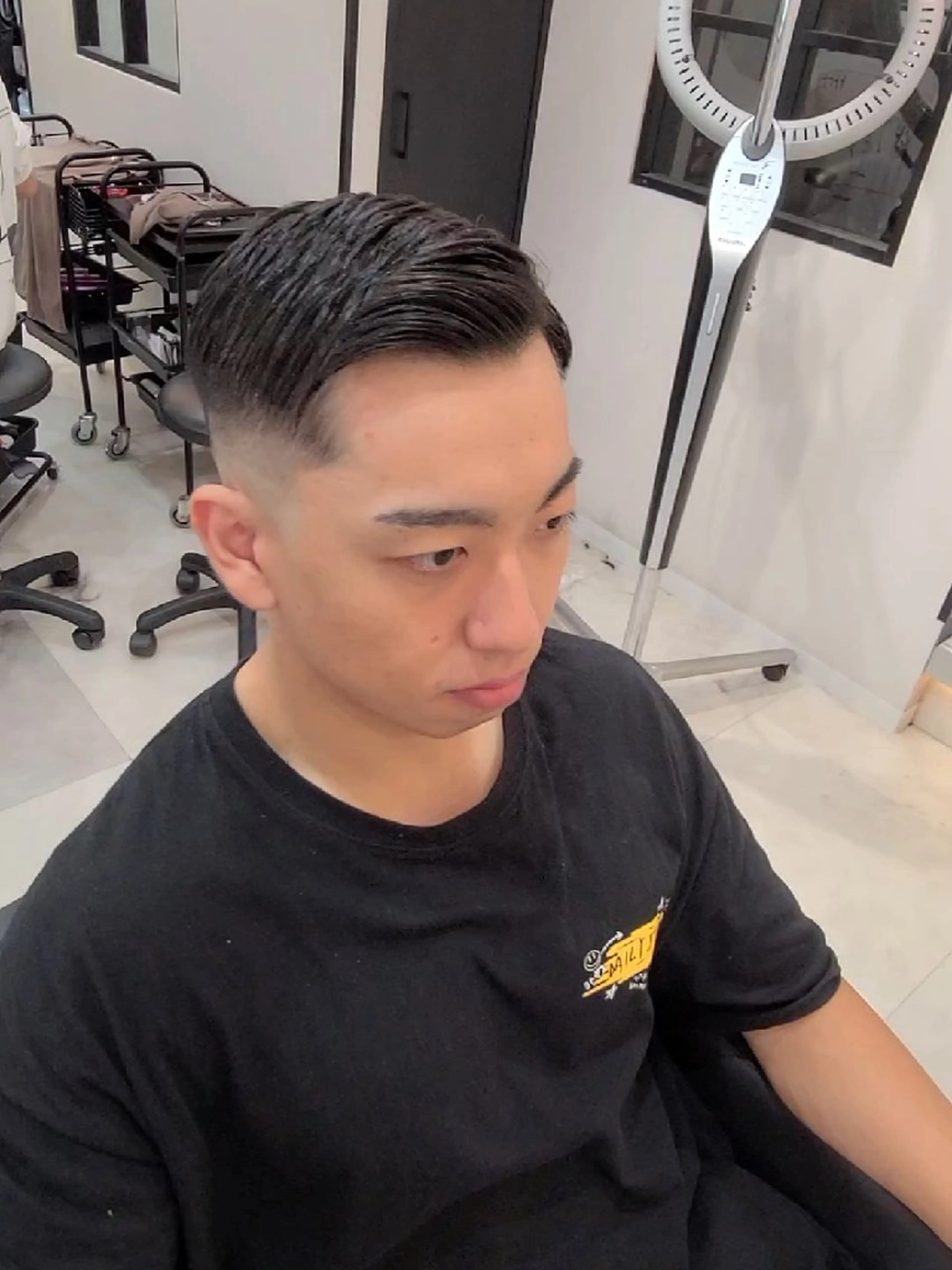 メンズ ショート フェードカット 七三 スキンフェード カット ヘアセット Lapis 名古屋駅前店所属・LEN名古屋/パーマ メンズ特化美容師のヘアスタイル