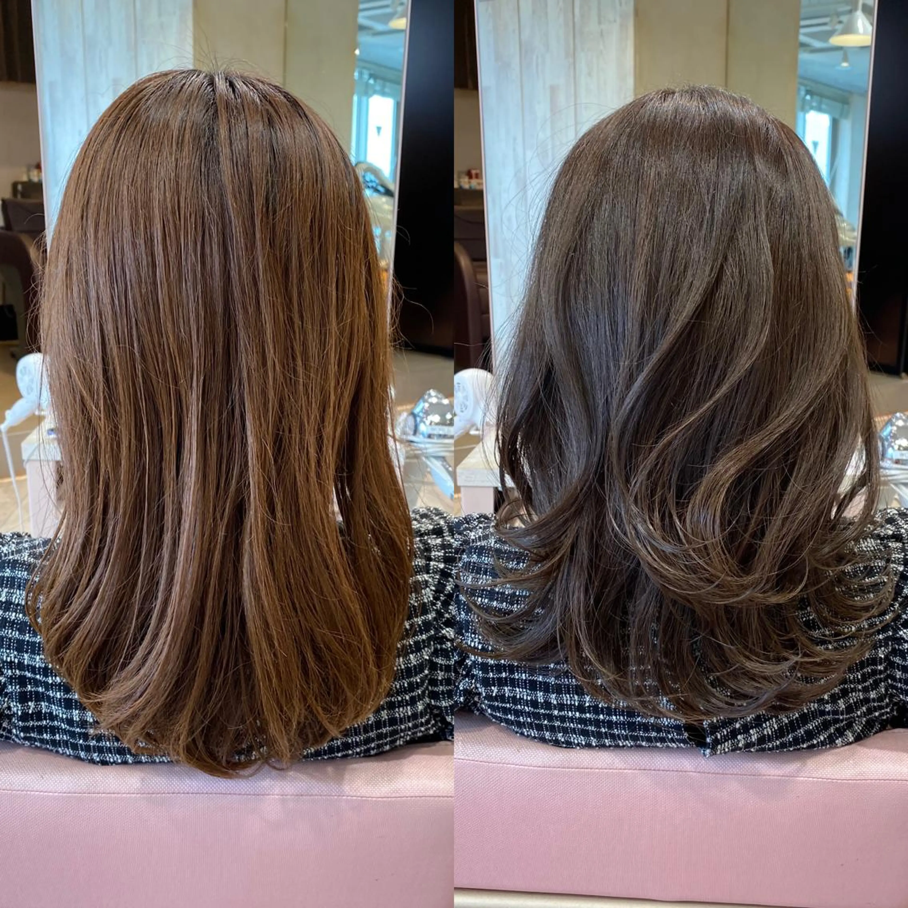 ミディアム カラー カット ヘアカラー トリートメント On所属・顔まわりカット🌟 くびれヘア/寺門遥輝のヘアスタイル