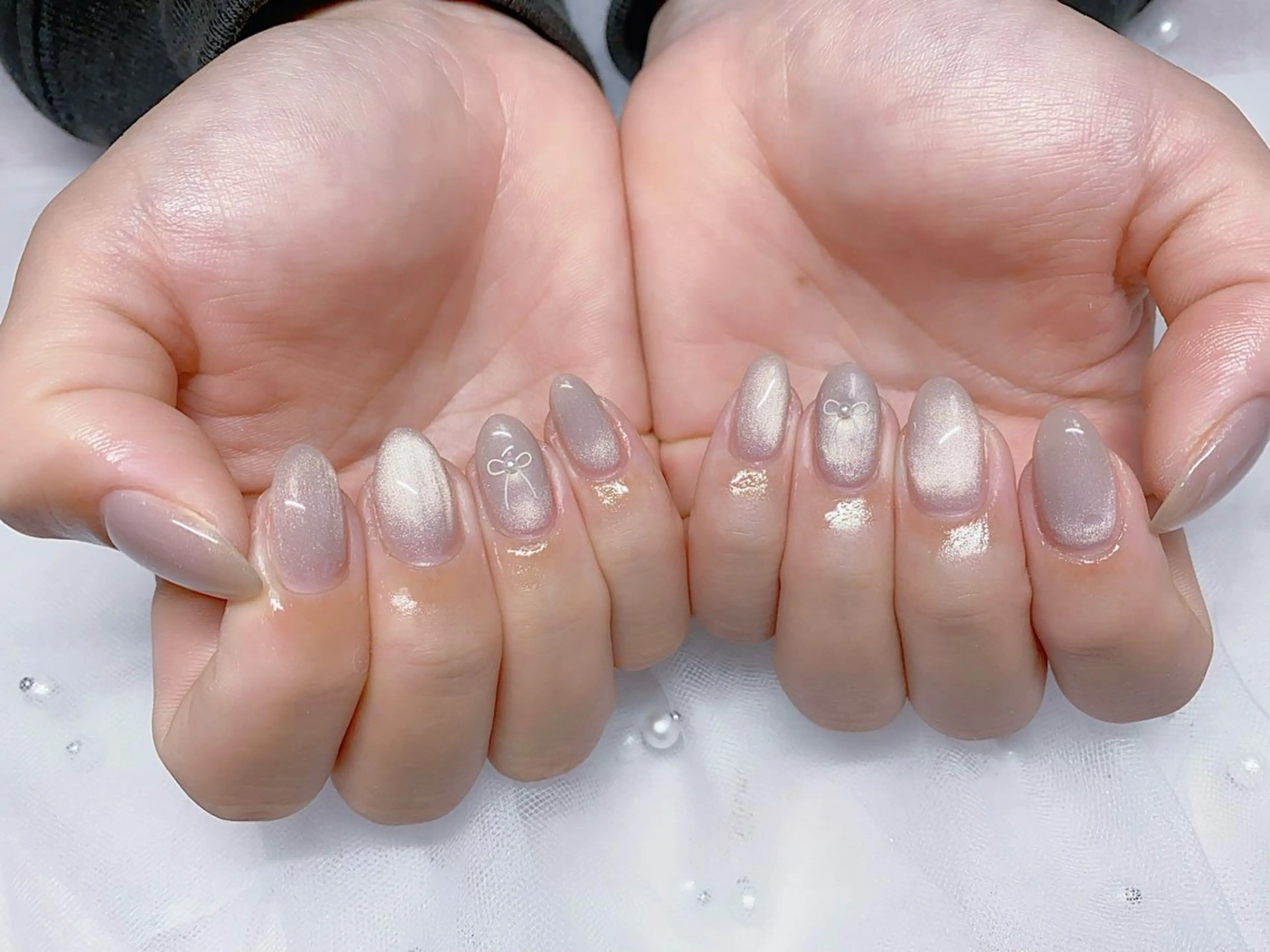 ネイル リボン ハンドネイル Jasmine nailsalon所属・ジャスミン ネイルサロンのネイルデザイン