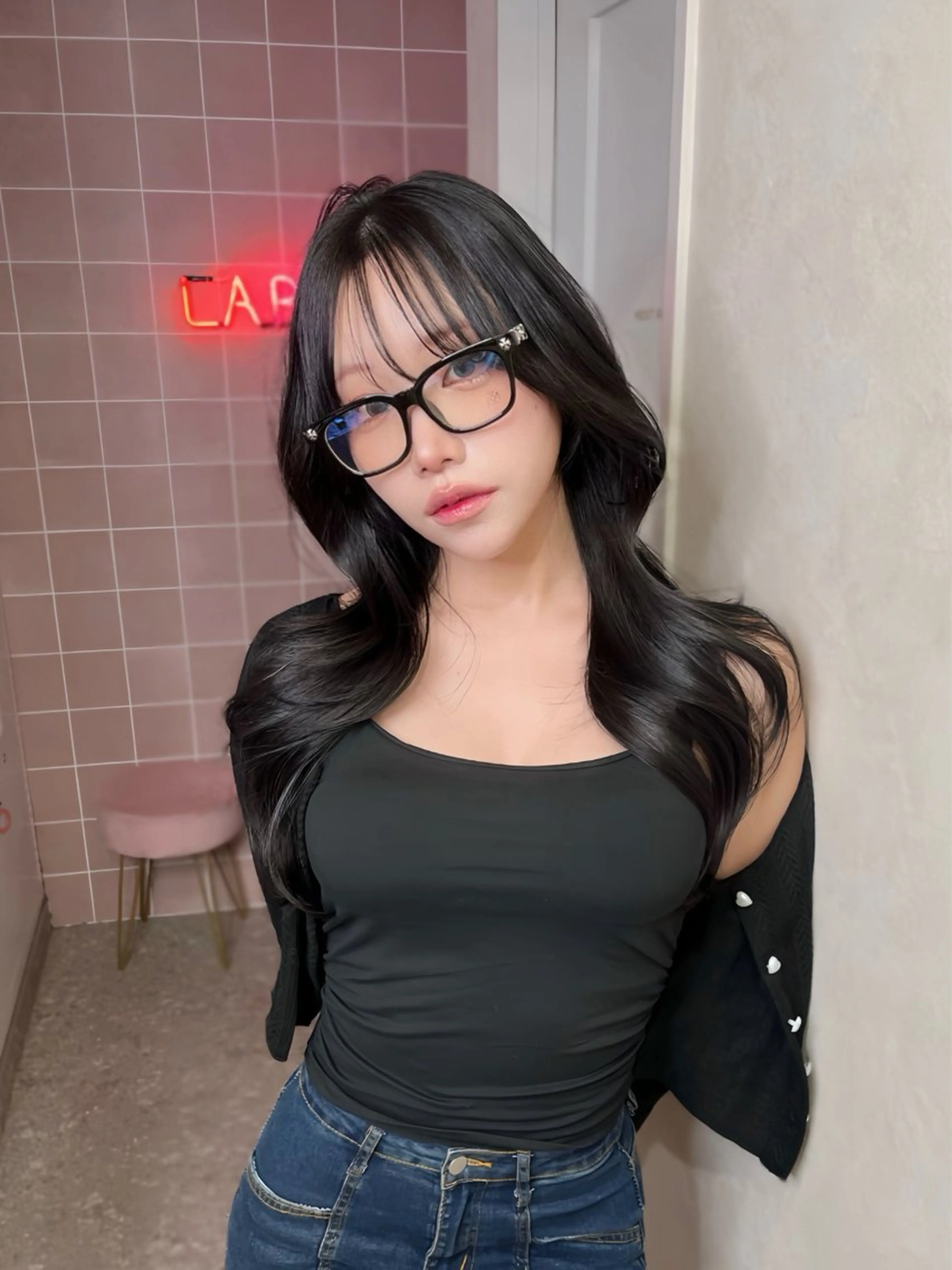 ロング カラー ハイレイヤー レイヤーカット カット トリートメント 韓国ハッシュカット/ 新宿/髪質改善/岡崎のヘアスタイル