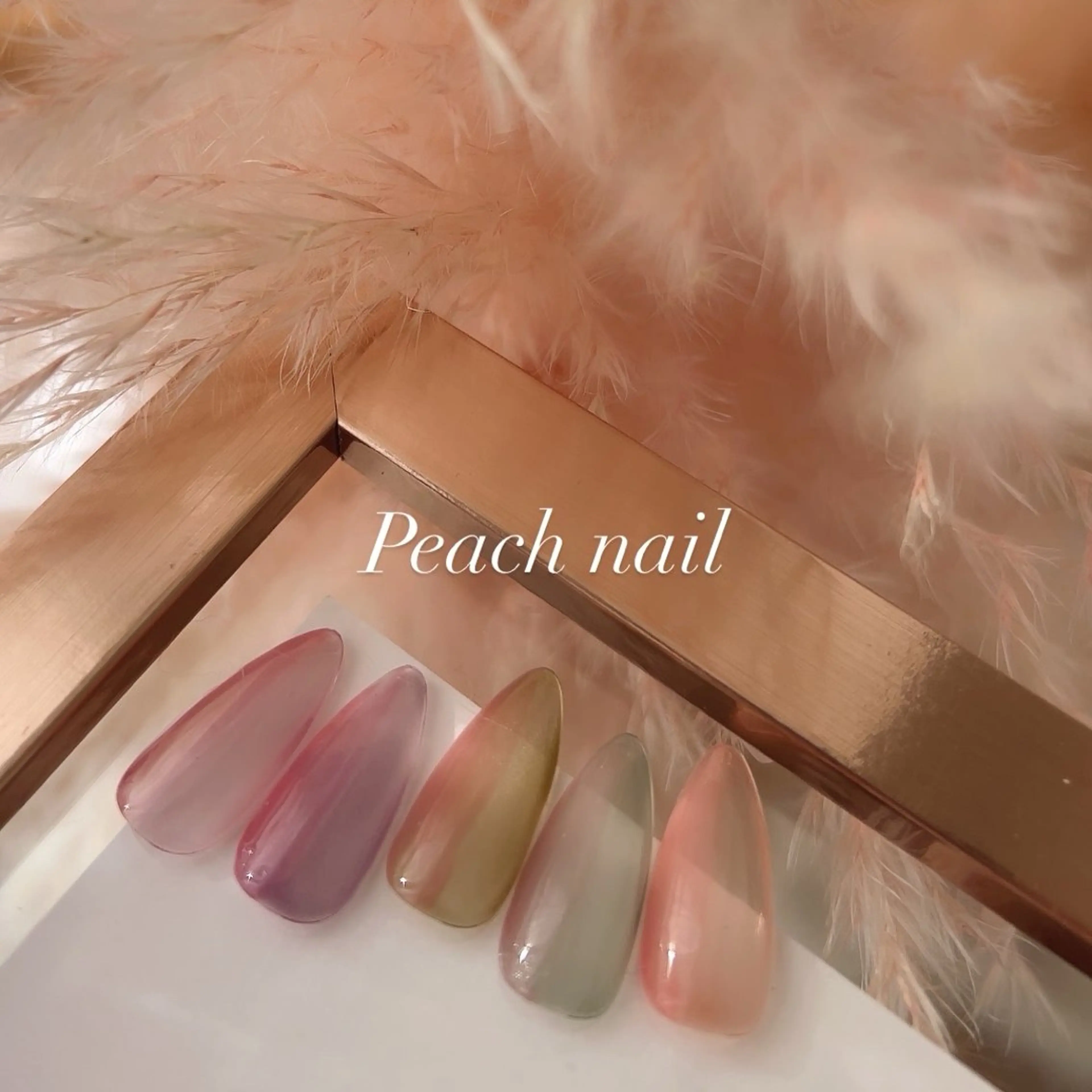 ネイル マグネットネイル 春ネイル Peach nail 🍑kaoriのネイルデザイン