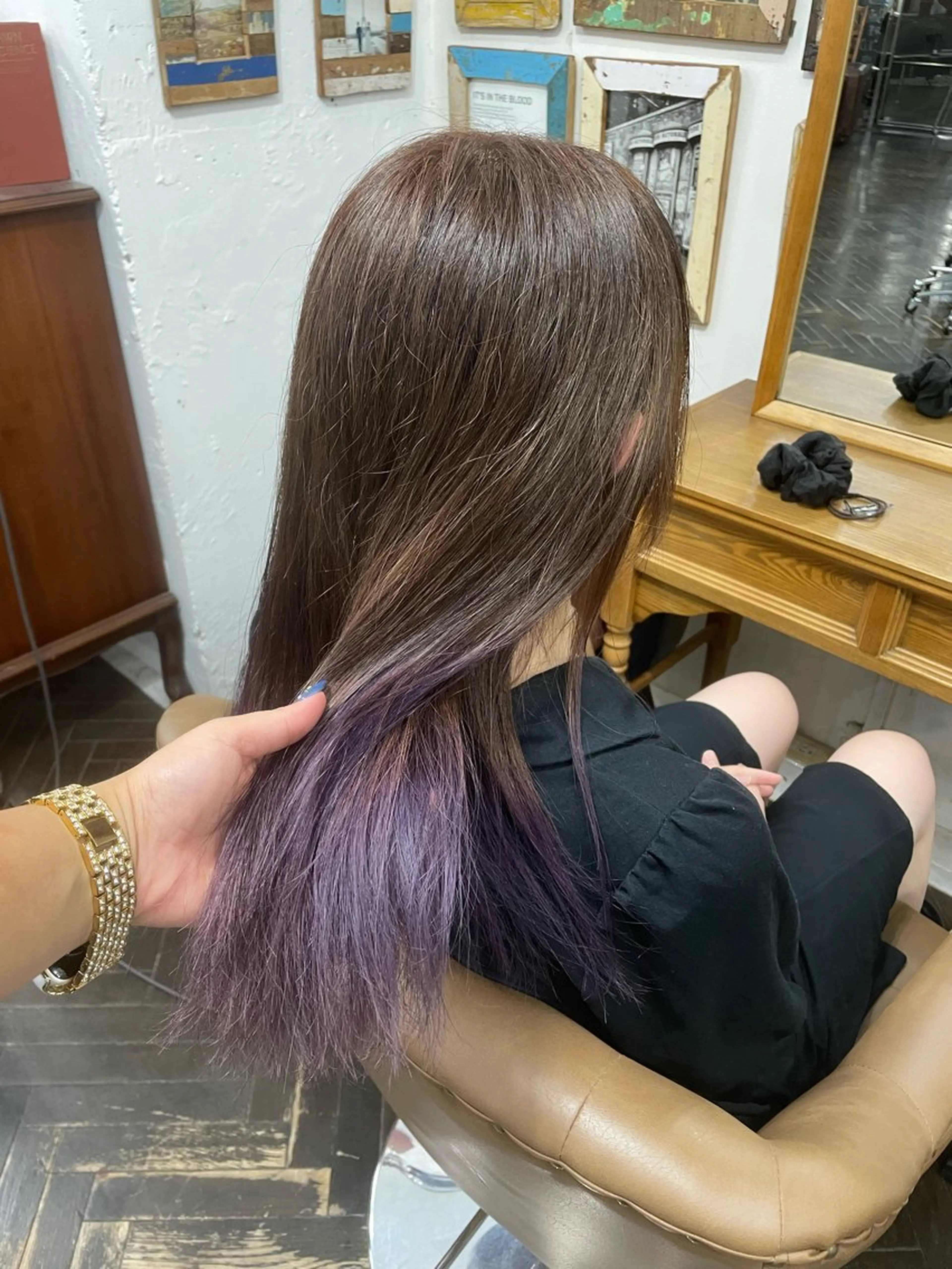 セミロング カラー グラデーションカラー パープルカラー 👑派手髪/カット 👑ANRYのヘアスタイル