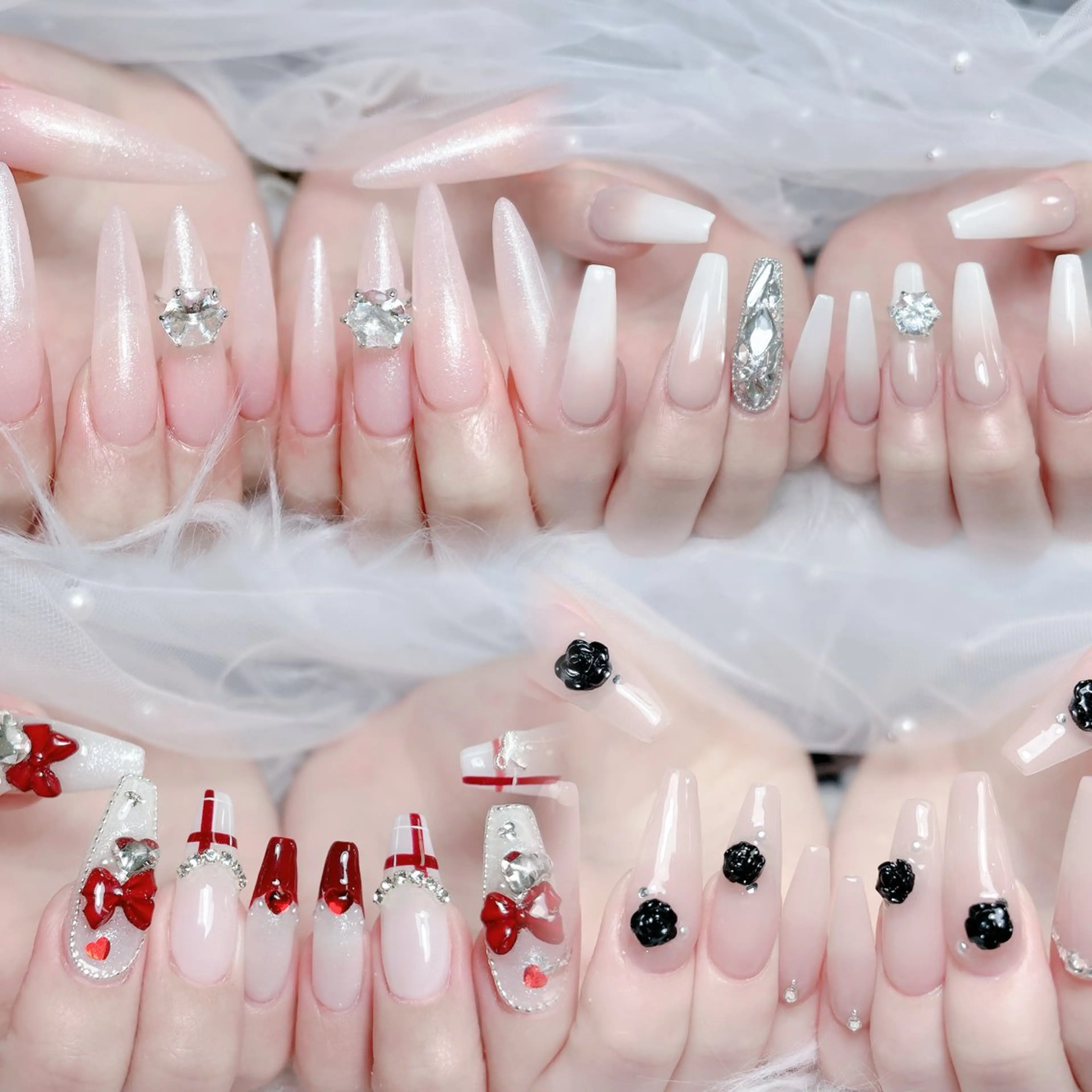 ネイル ハロウィン キラキラネイル 韓国ネイル スカルプネイル ハンドネイル MoMoA Nail ネイル長さ出し専門店のネイルデザイン