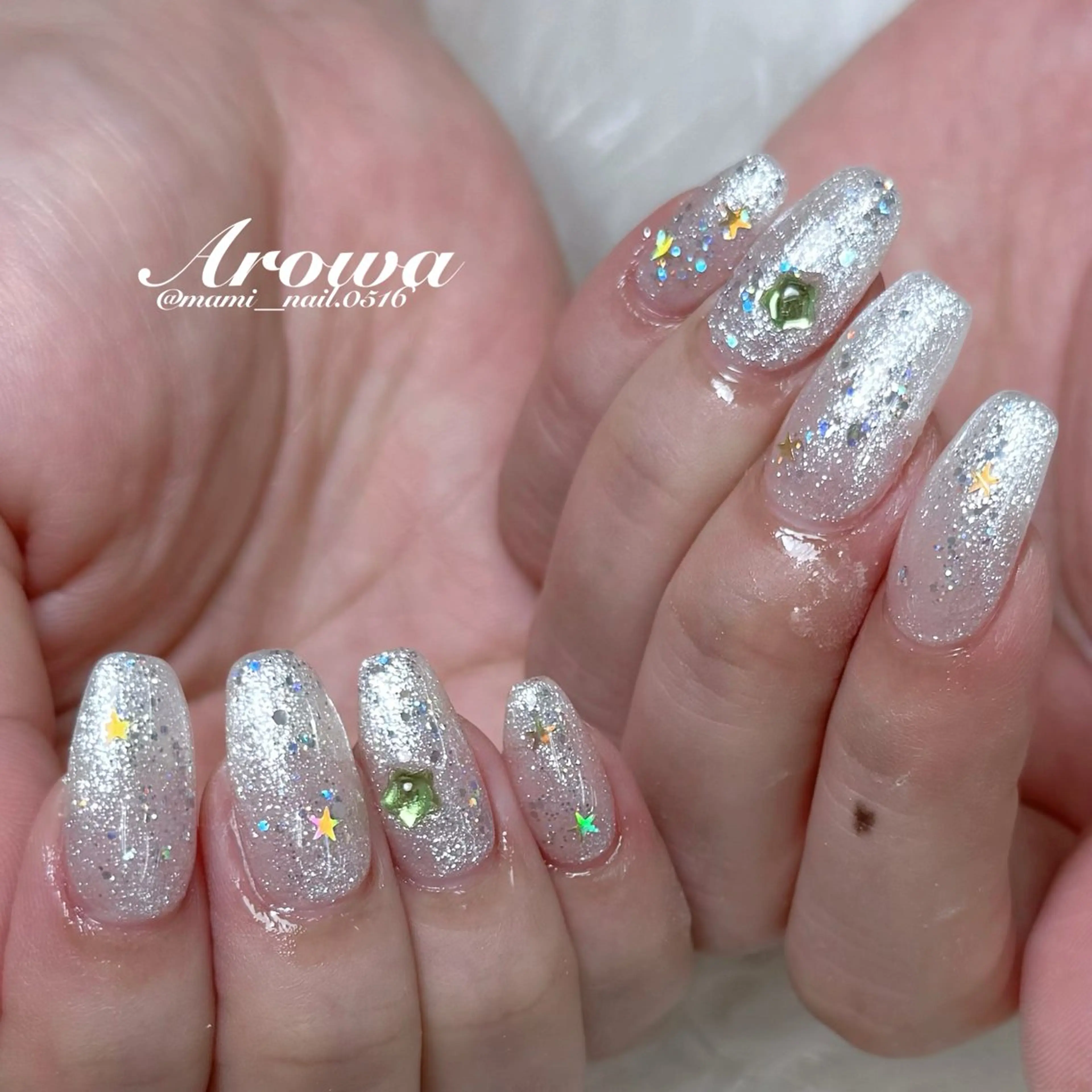 ネイル キラキラネイル ハンドネイル Arowa まみのネイルデザイン