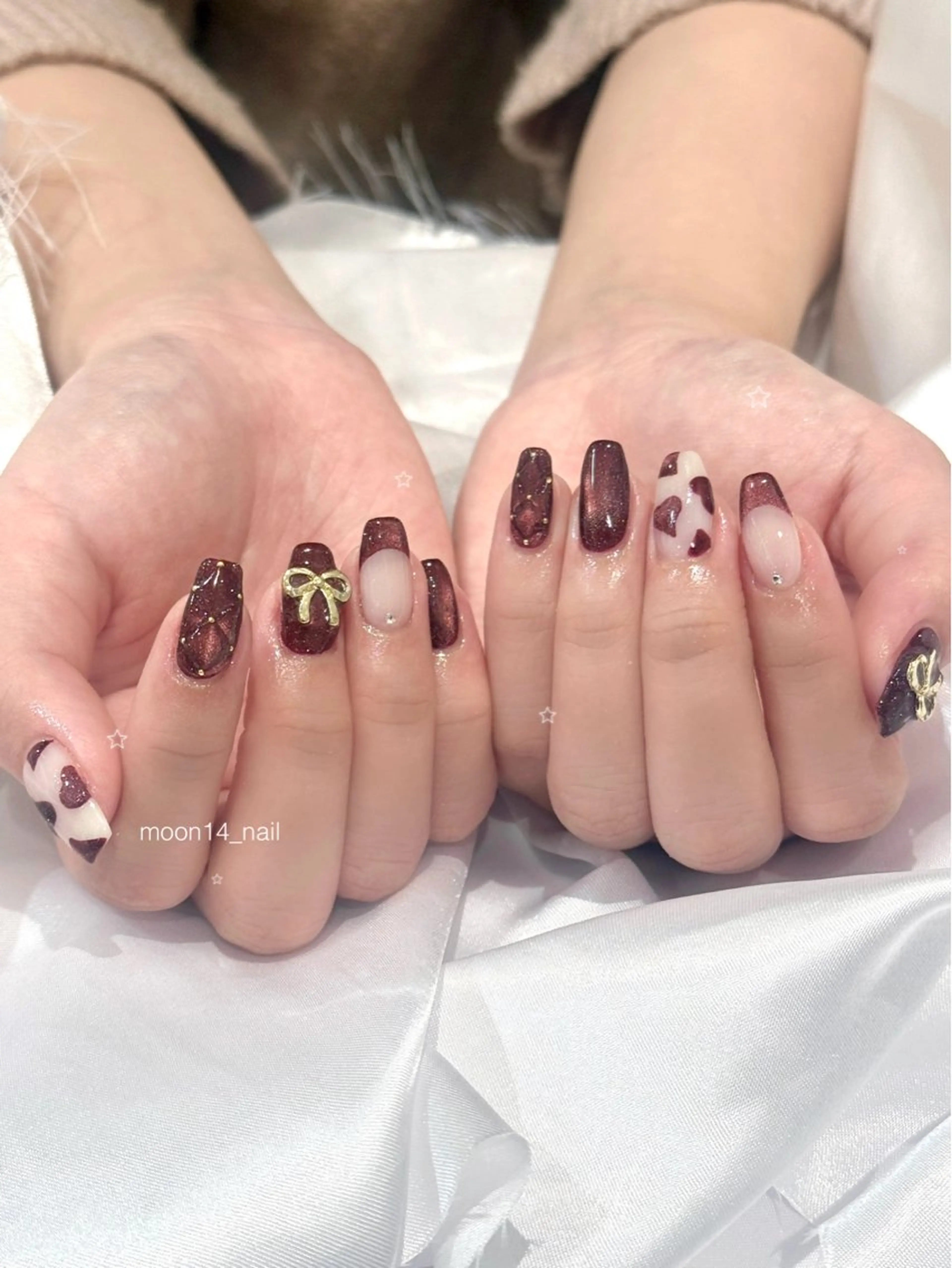 ネイル ジェルネイル ハート マグネットネイル パラジェル 赤色 ハンドネイル natsuki 💫のネイルデザイン