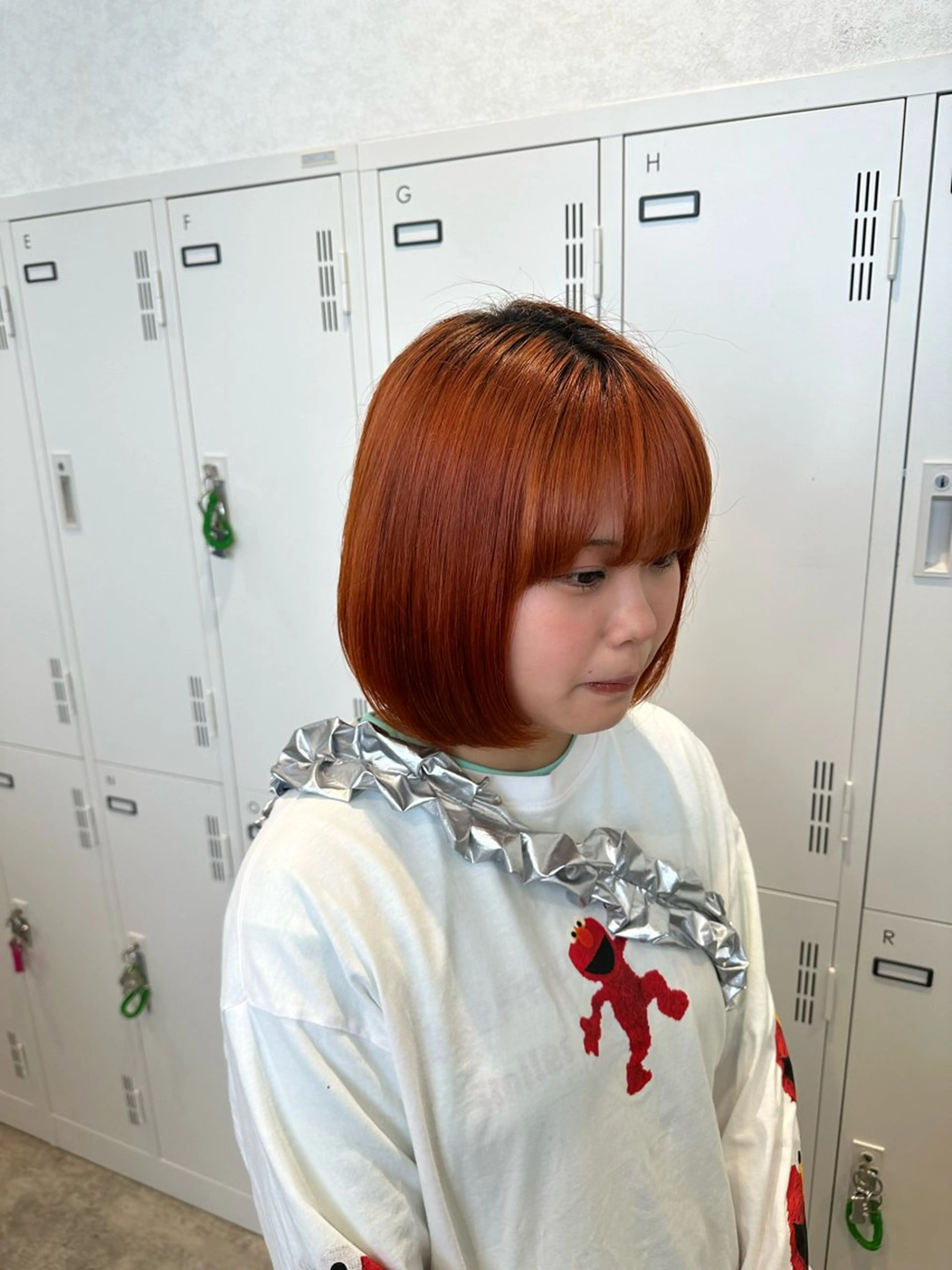 ミディアム カラー ブリーチ オレンジ ミサキ￤暖色￤ブ リーチ￤カラーリストのヘアスタイル