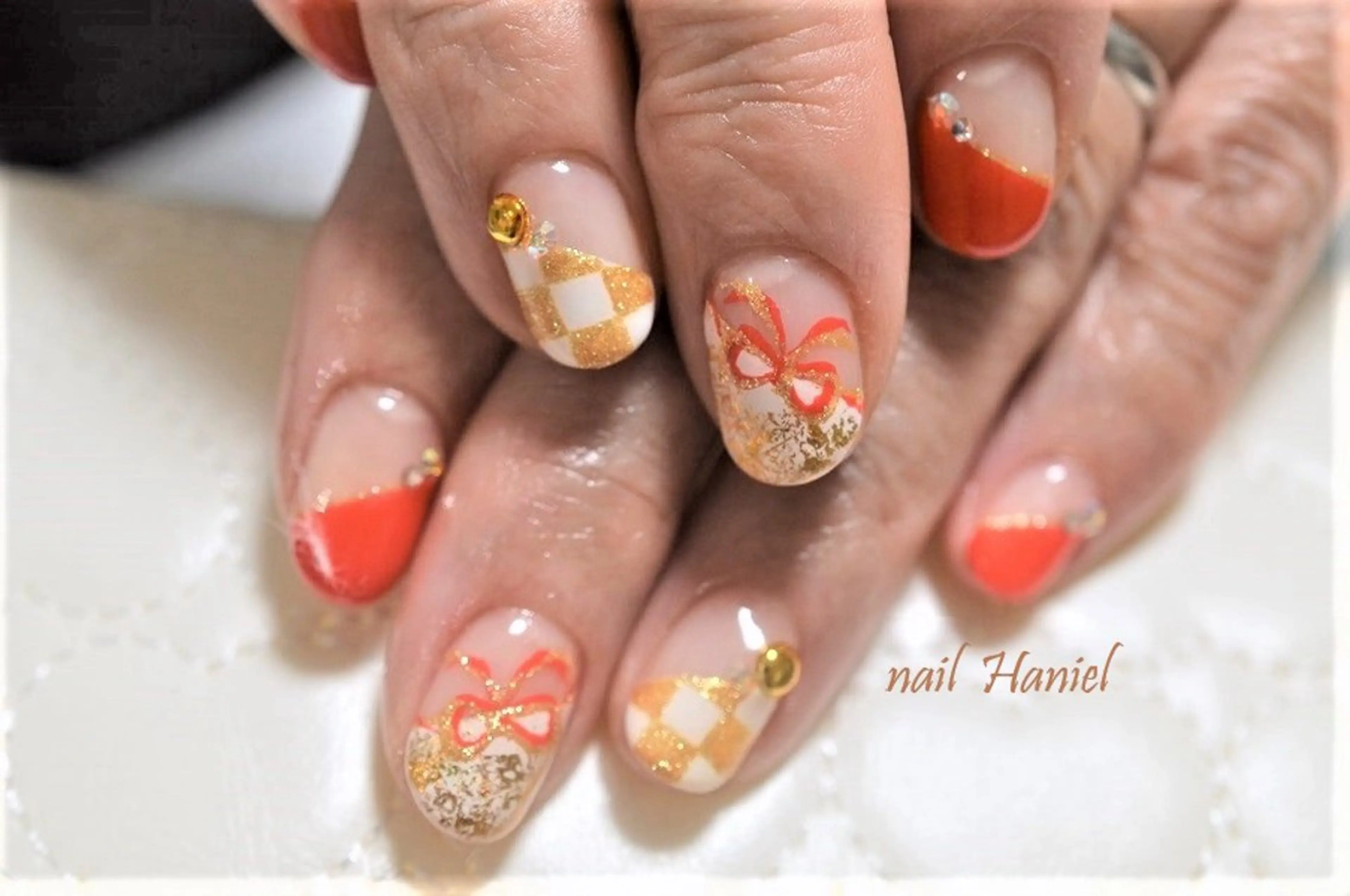 ネイル ジェルネイル オフィスネイル パラジェル 冬ネイル クリスマス ハンドネイル nail Haniel所属・半蔵門サロンハニエル 魅神 ちよのネイルデザイン