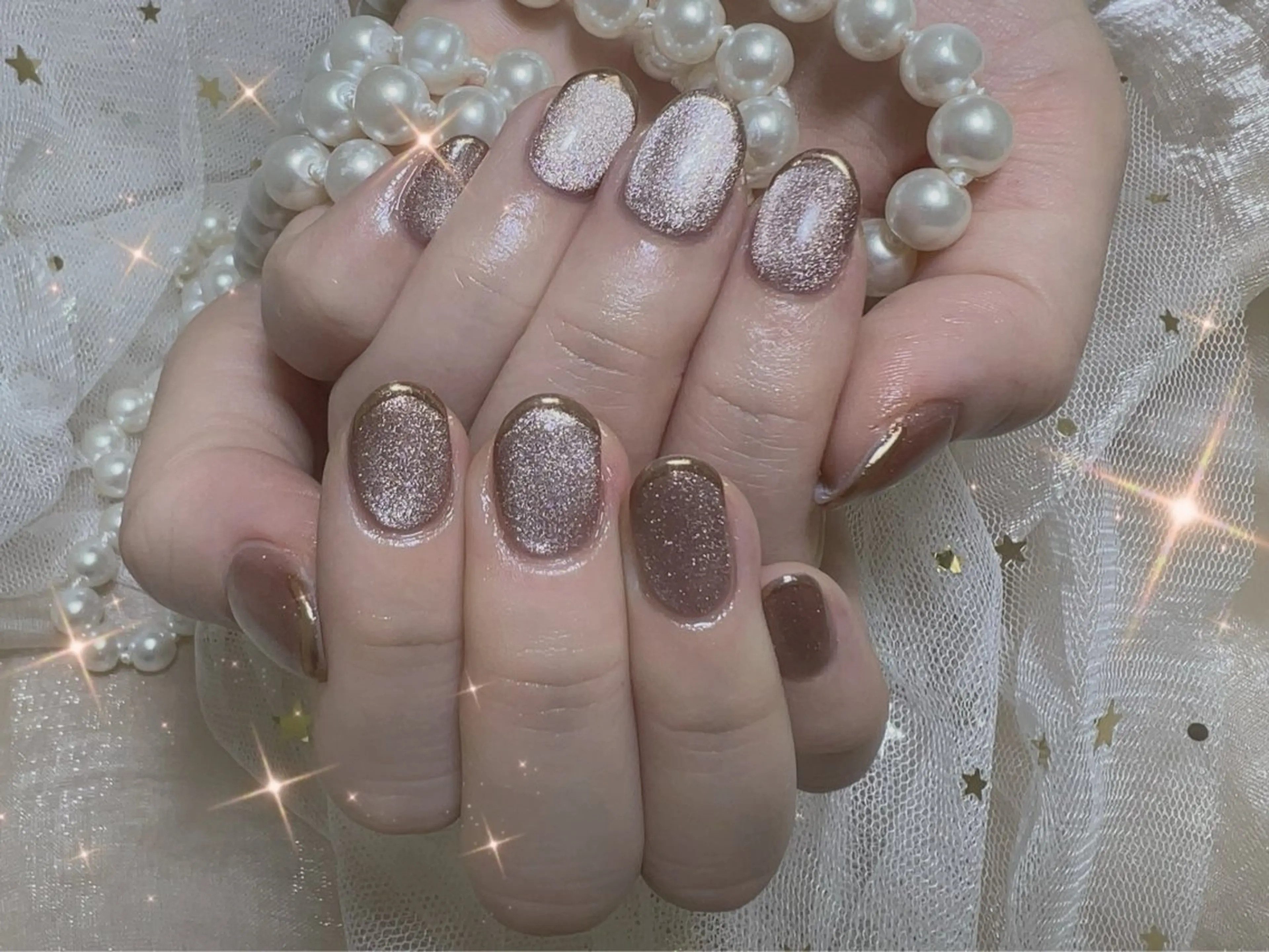 ネイル フレンチネイル マグネットネイル ミラーネイル ハンドネイル UM nailのネイルデザイン