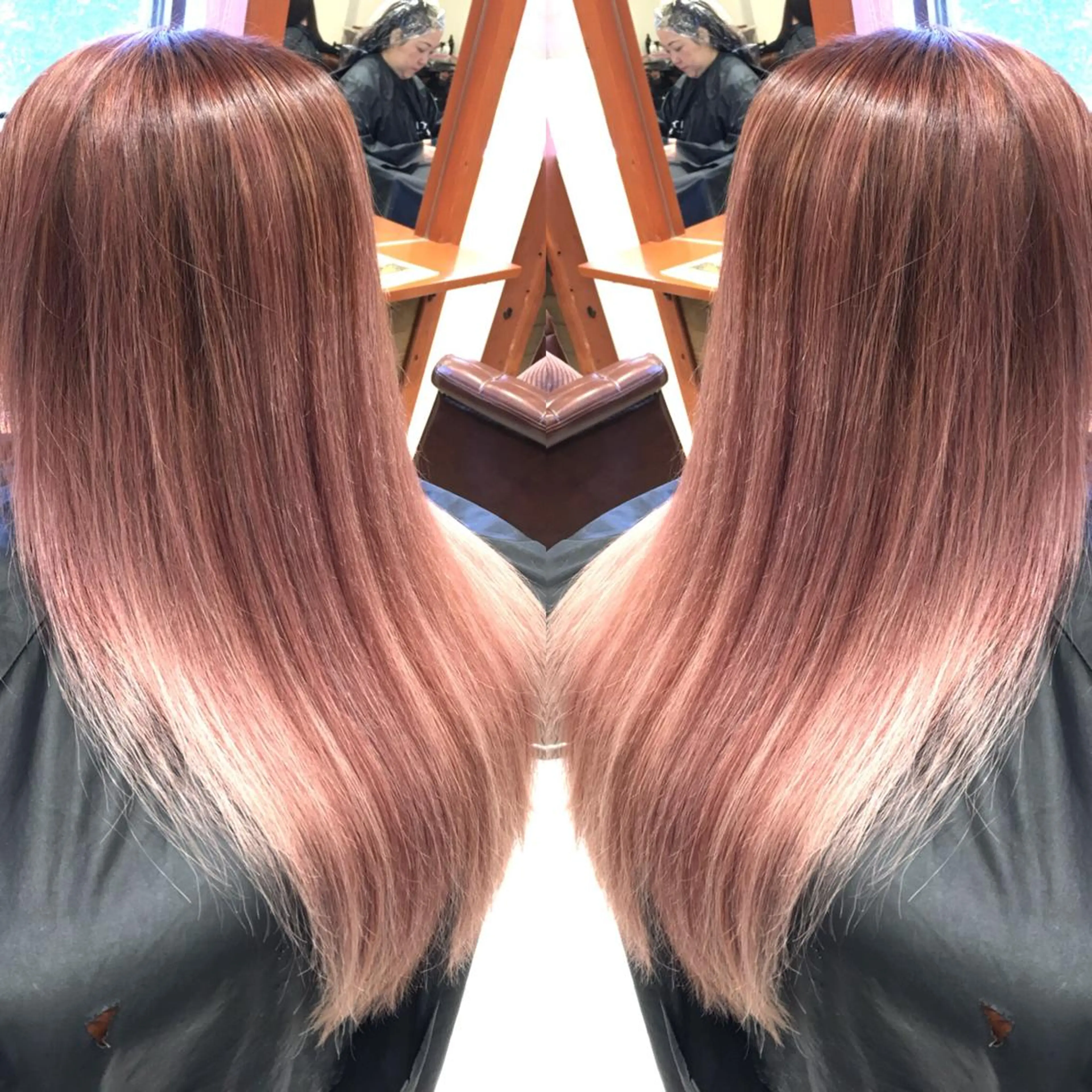 ロング カラー ネイル マツエク・マツパ バレイヤージュ ピンクカラー カラーマツエク レイヤーカット ピンク トリートメント 井上 一平のヘアスタイル