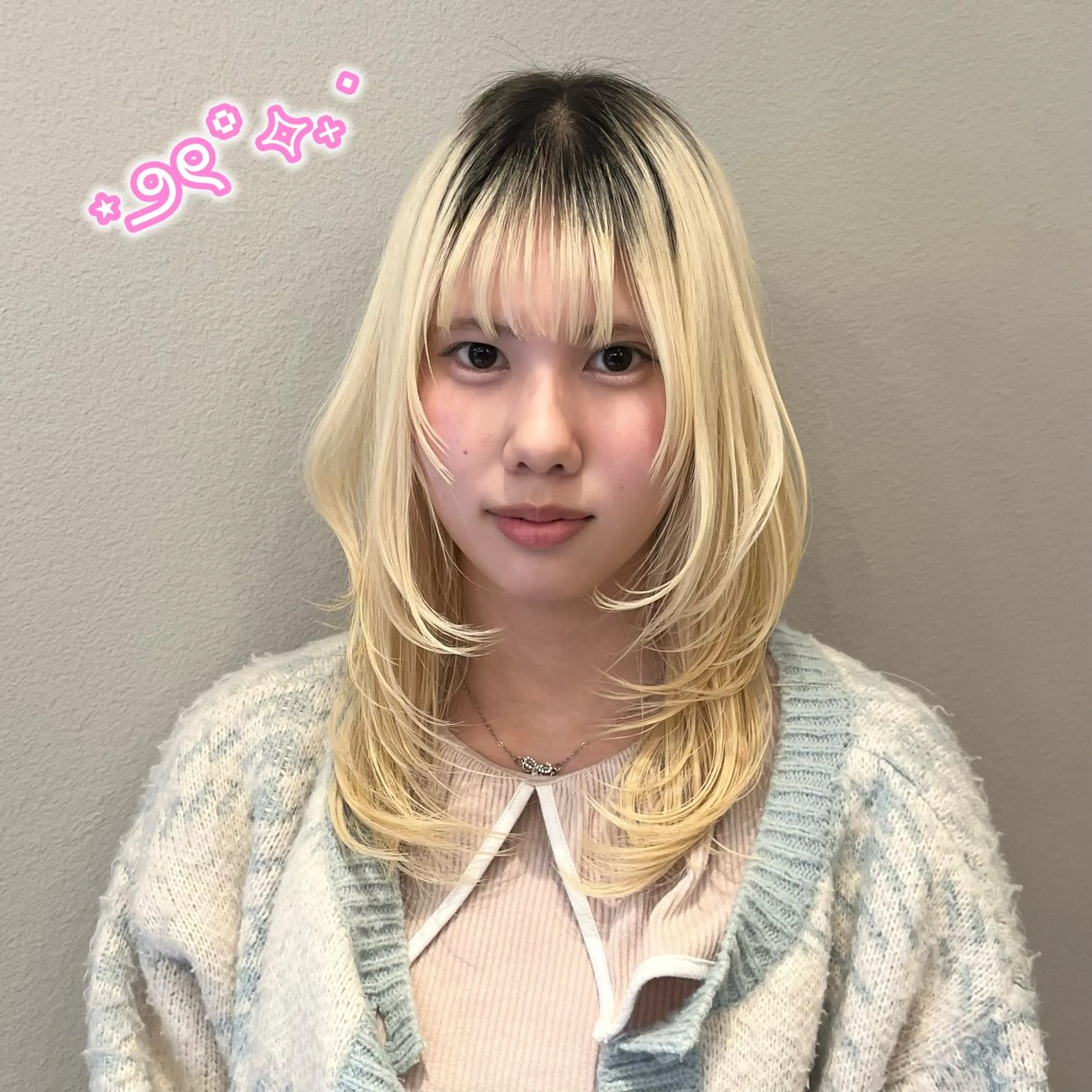 セミロング カット ヘアセット/ピンク /レッド/あつはのヘアスタイル