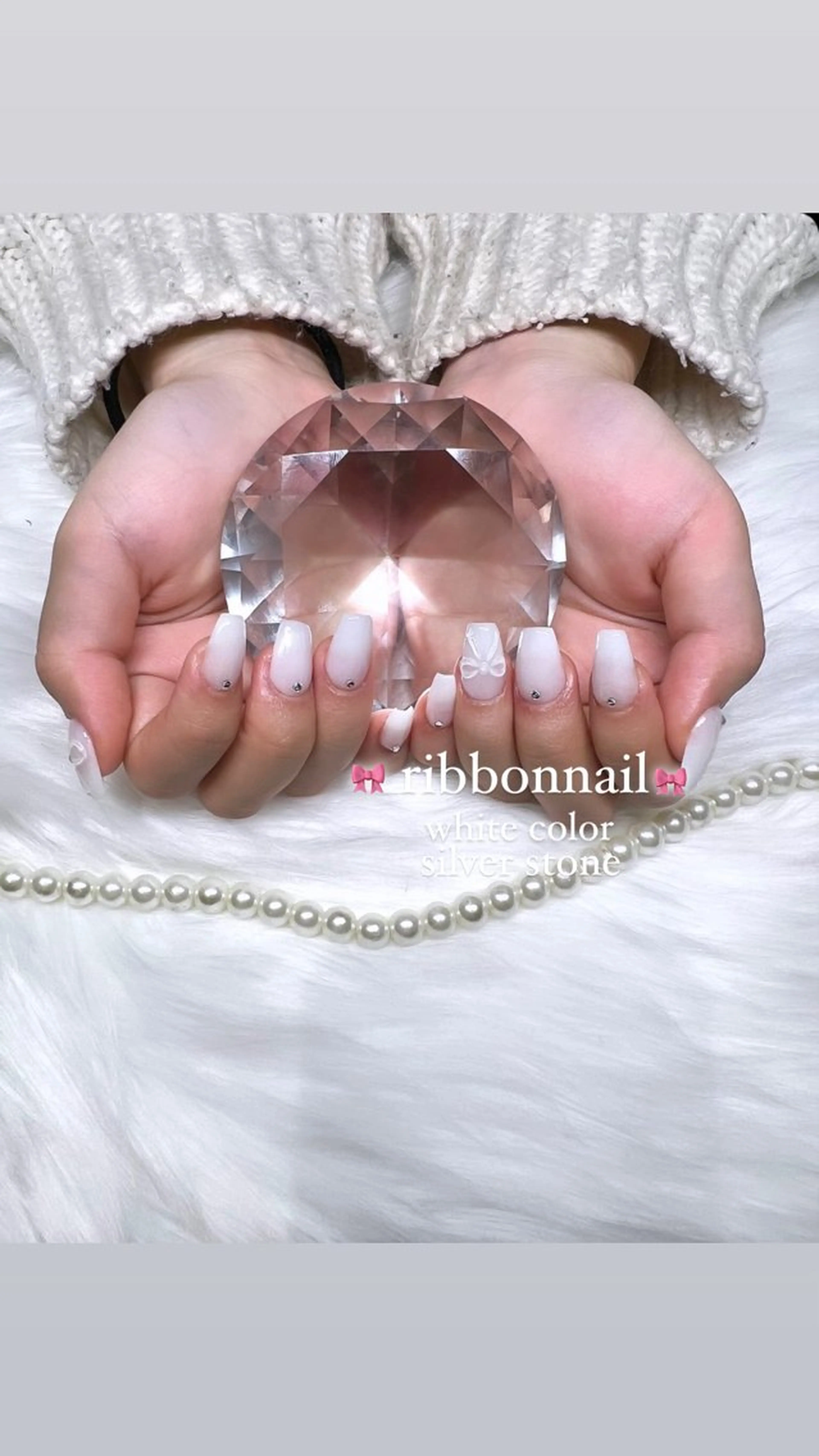 ネイル リボン スカルプネイル Kobayashi Komugiのネイルデザイン