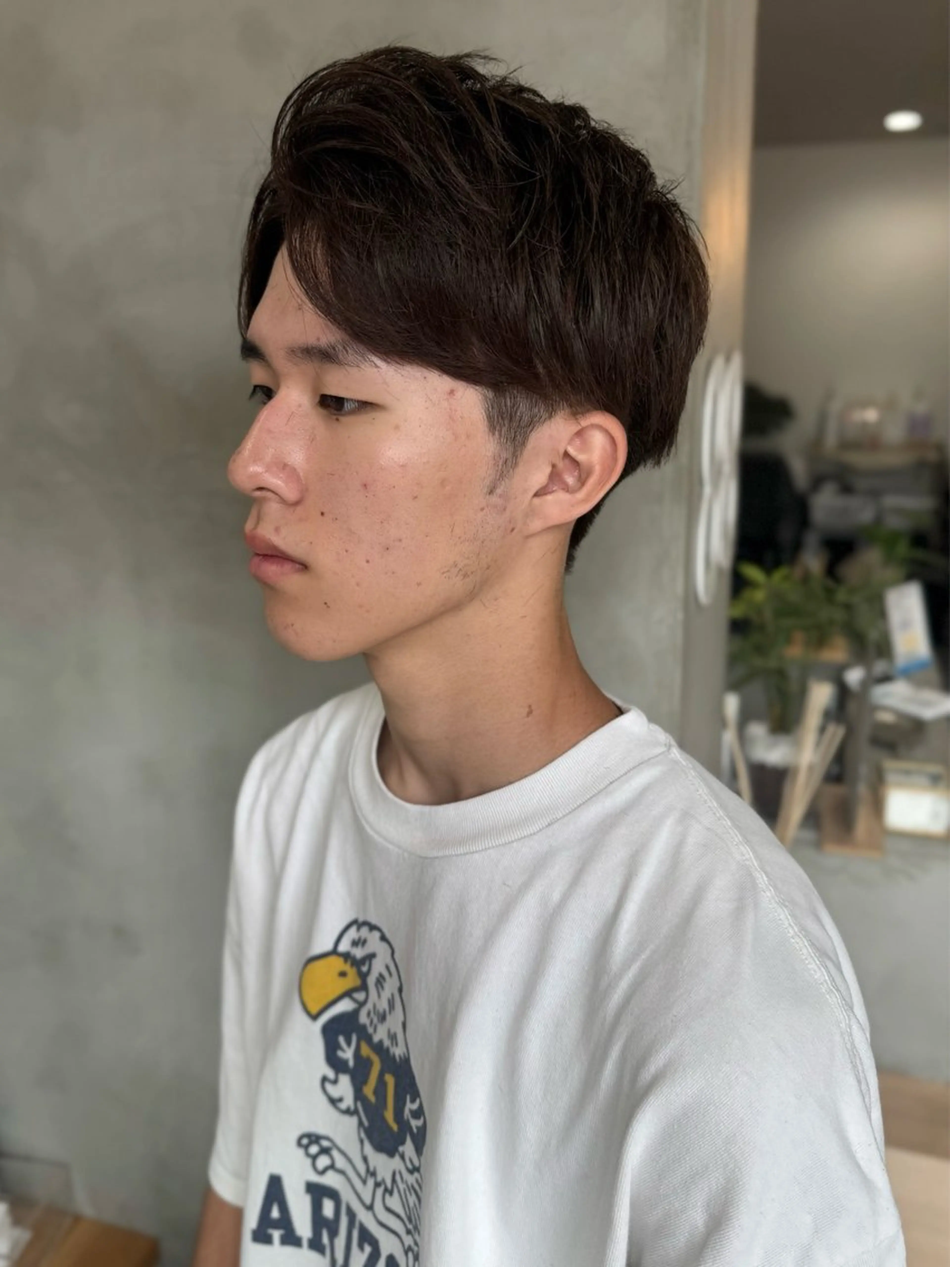 ミディアム メンズ アップバング カット 88 hair design所属・🫧ハルカ🫧 韓国レイヤーのヘアスタイル