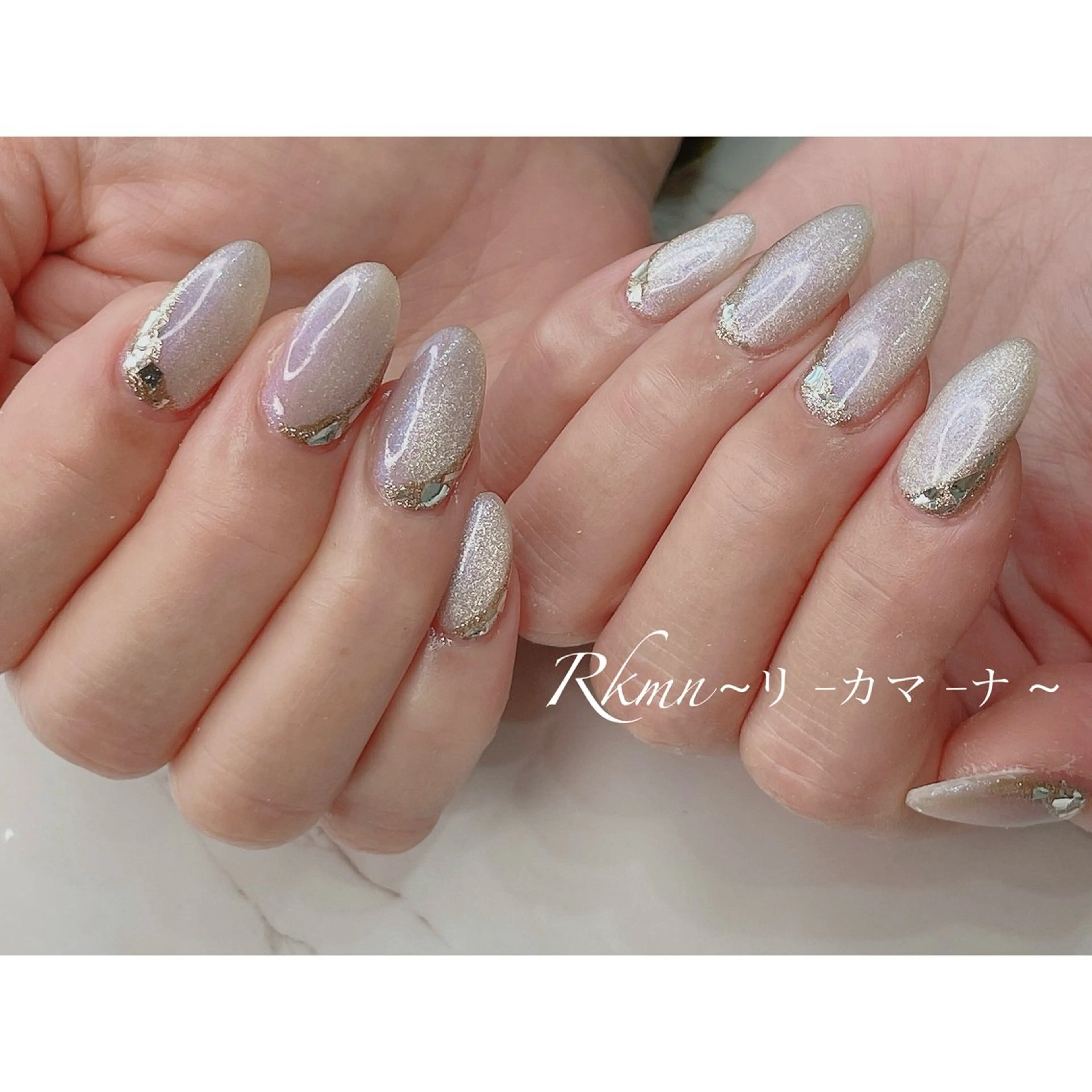 ネイル アートネイル キラキラネイル マグネットネイル 春ネイル ハンドネイル フットネイル ハンドケア Rkmn ~リ-カマ-ナ~のネイルデザイン