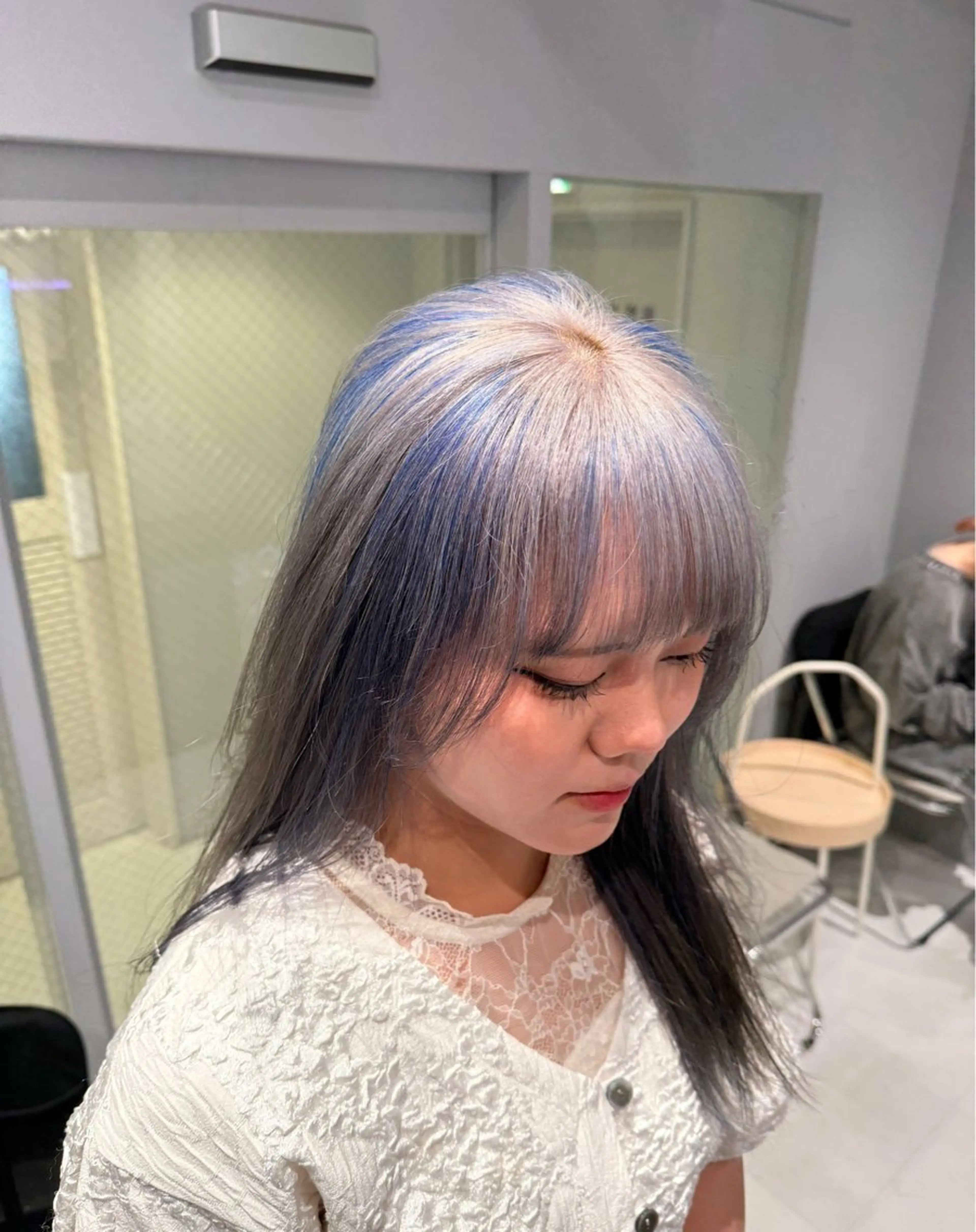 ロング カラー バレイヤージュ ブリーチ ケアブリーチ ダブルカラー ハイライトカラー 新宿ケアブリーチ 稲垣颯太のヘアスタイル