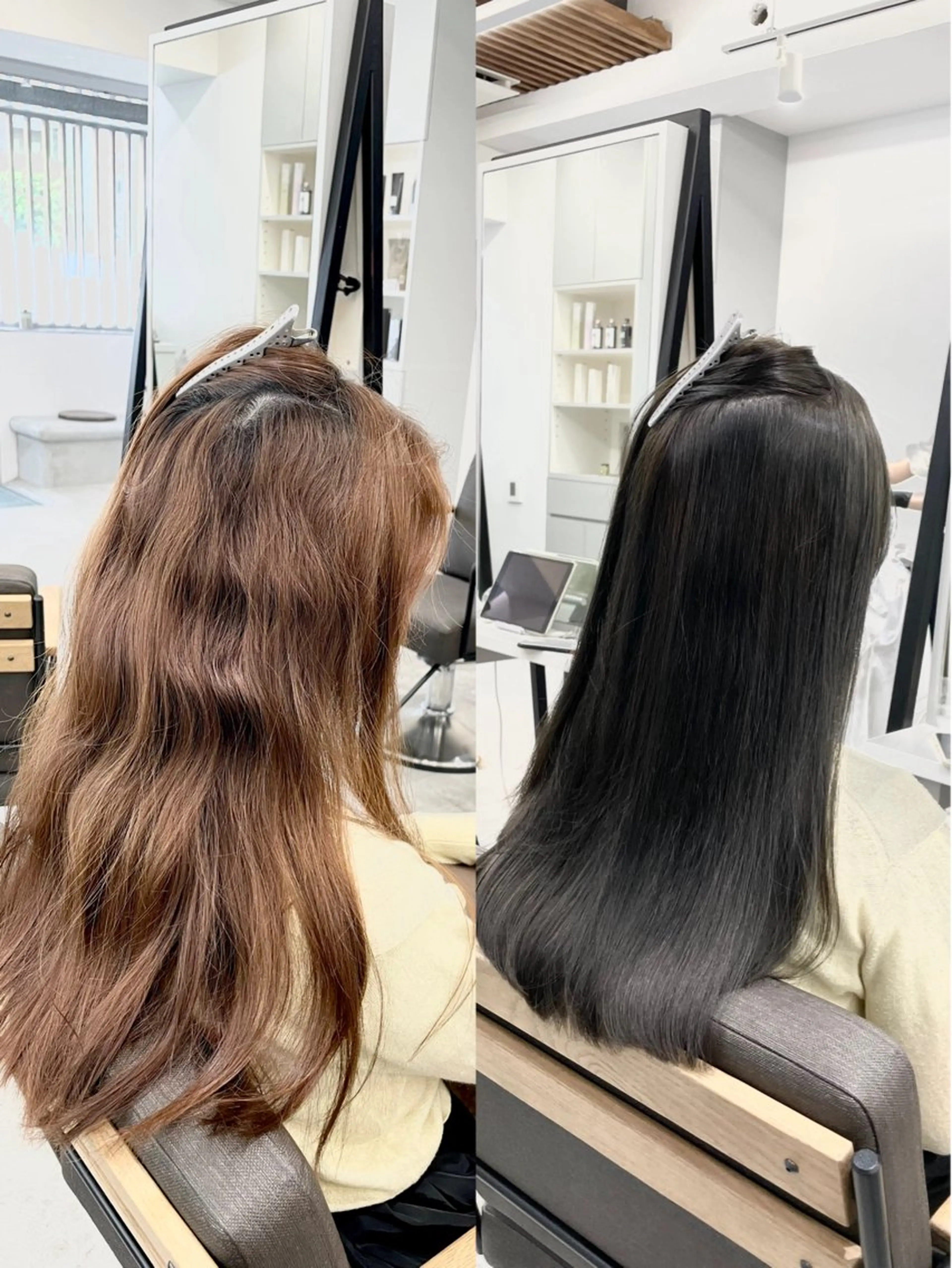 ロング カラー パーマ 髪質改善 縮毛矯正 ストレートパーマ カット ヘアカラー 縮毛矯正 トリートメント 美髪への最善策を貴方 へ✨凄い艶髪✨萩原のヘアスタイル