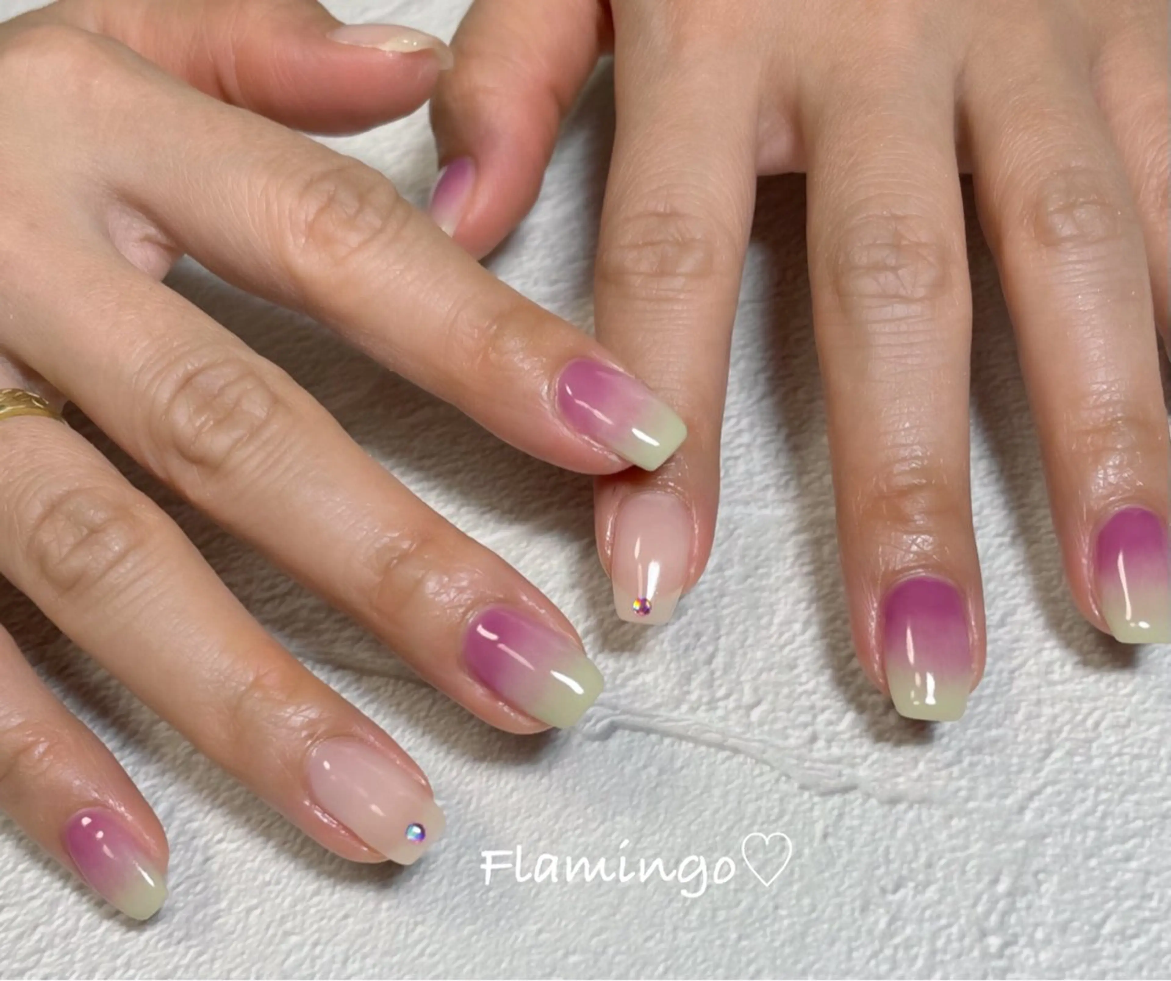 ネイル 桜ネイル グラデーション 春ネイル ハンドネイル シンプル／上品／爪育 ☺︎Flamingoのネイルデザイン