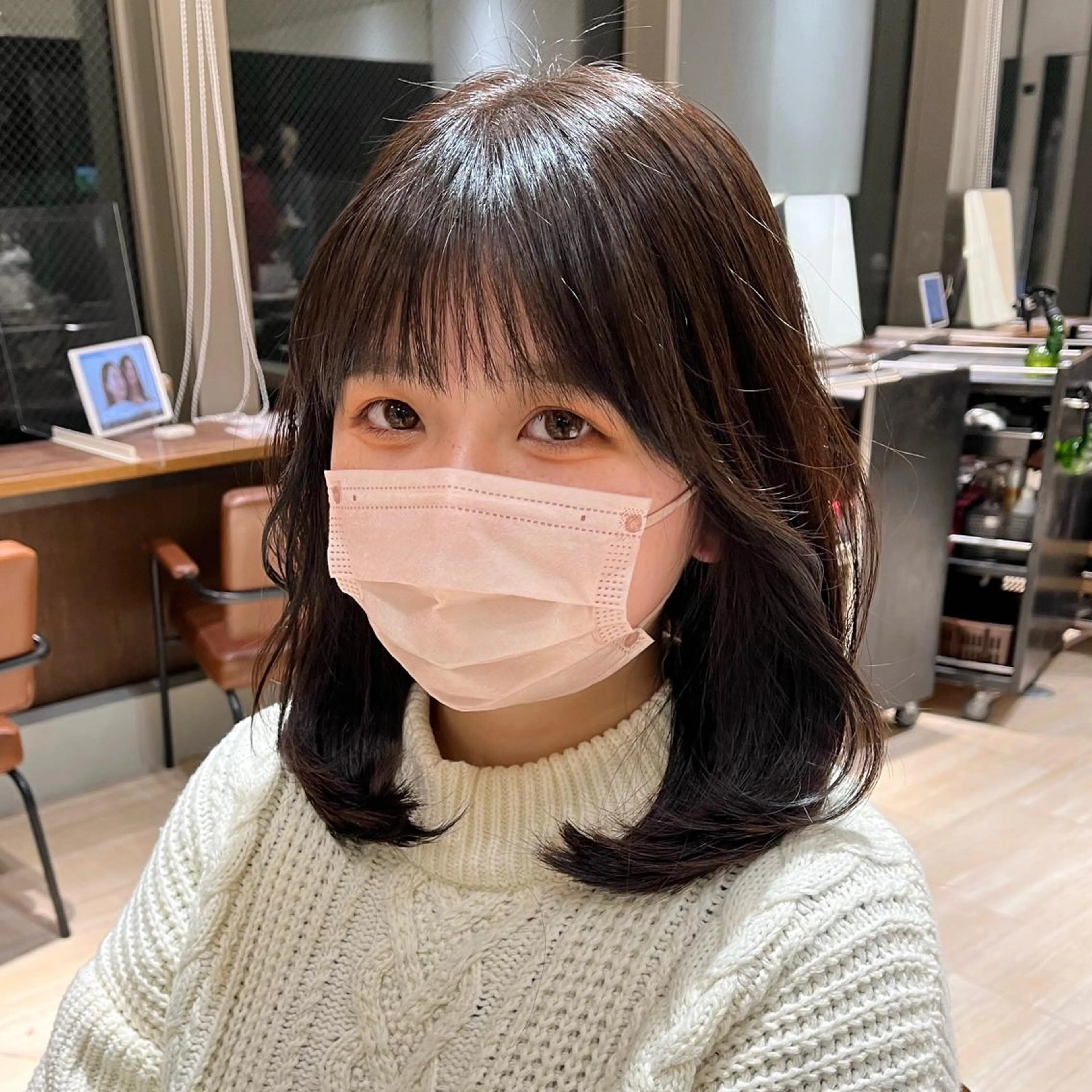 ミディアム カラー 顔まわりレイヤー レイヤーカット Je suis heureuse Tres所属・早朝セット☀️ レイヤー/Momoのヘアスタイル