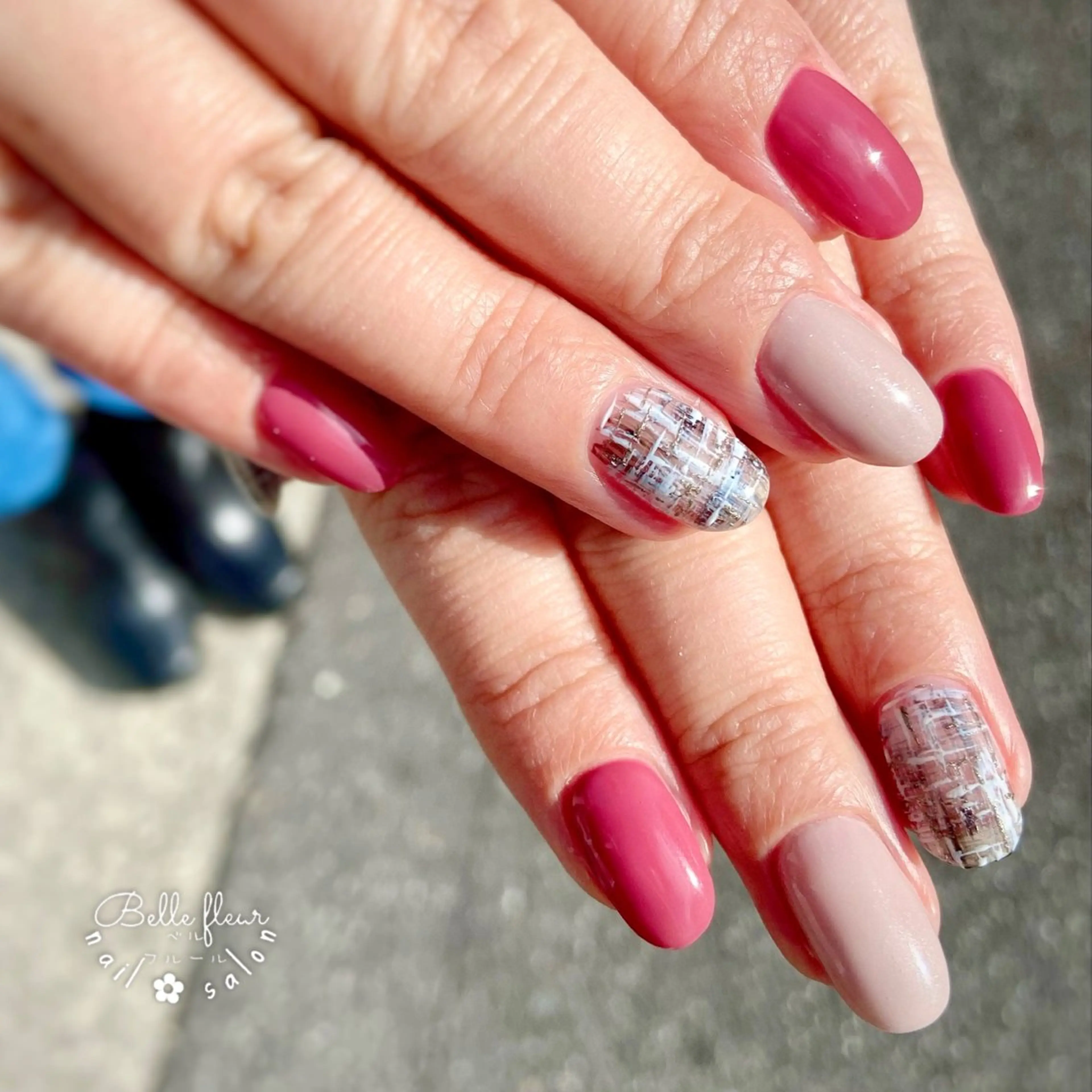 ネイル ツイードネイル ハンドネイル ﾈｲﾙｻﾛﾝ Bellefleurのネイルデザイン