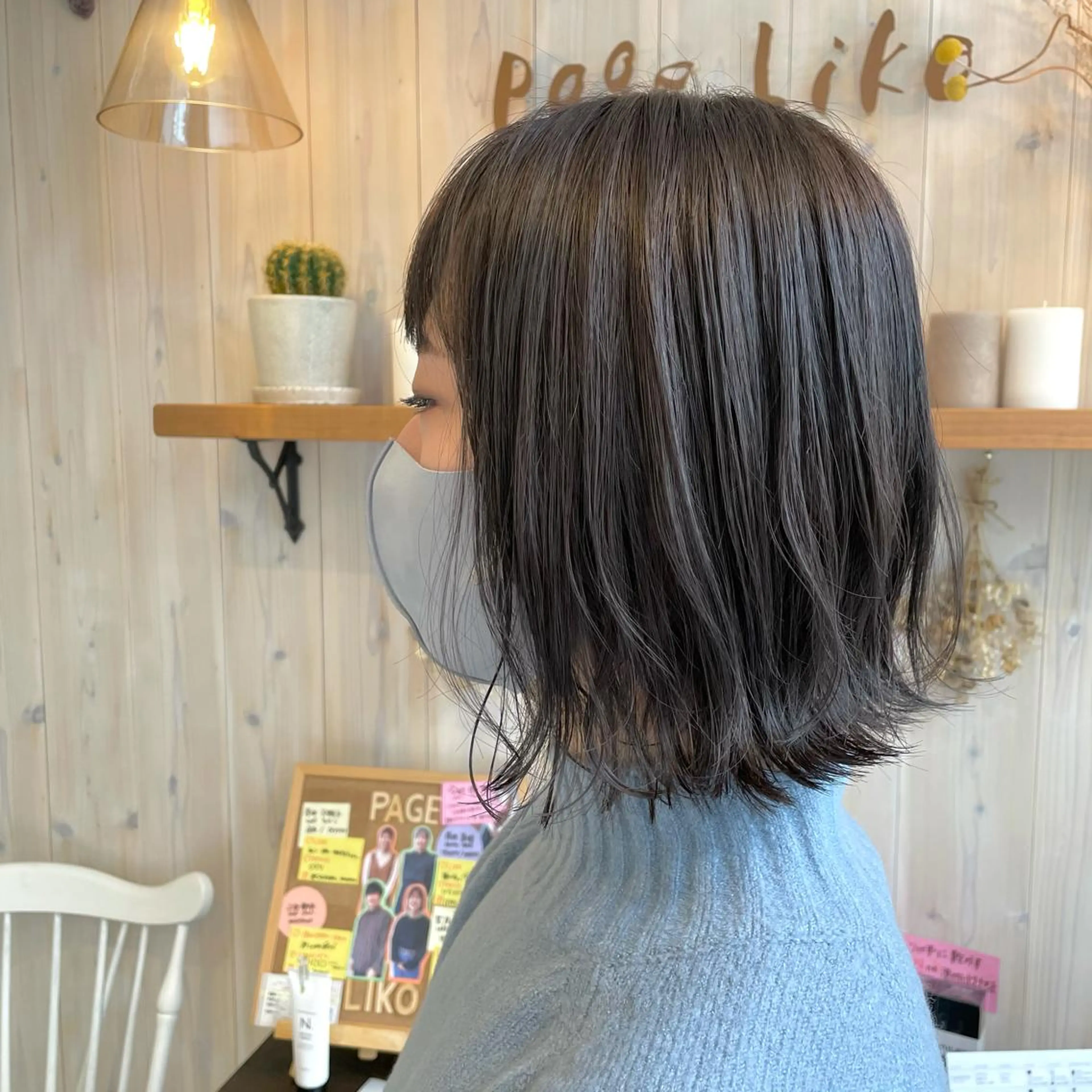 ミディアム カラー アッシュ アッシュグレー アッシュグレージュ グレージュ 透明感カラー/ 寺田千雅子のヘアスタイル