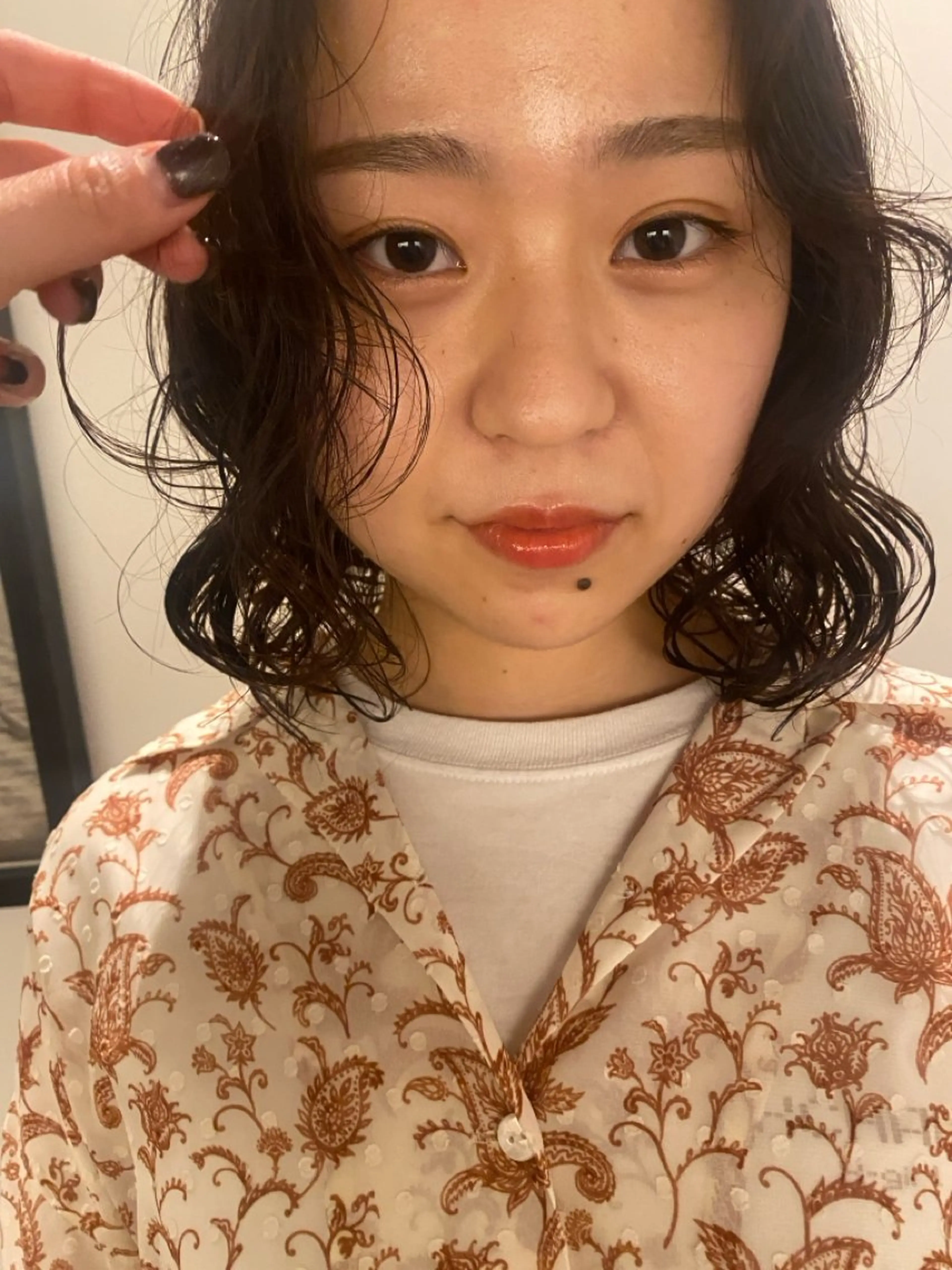 ミディアム パーマ ウシロダ メグミのヘアスタイル