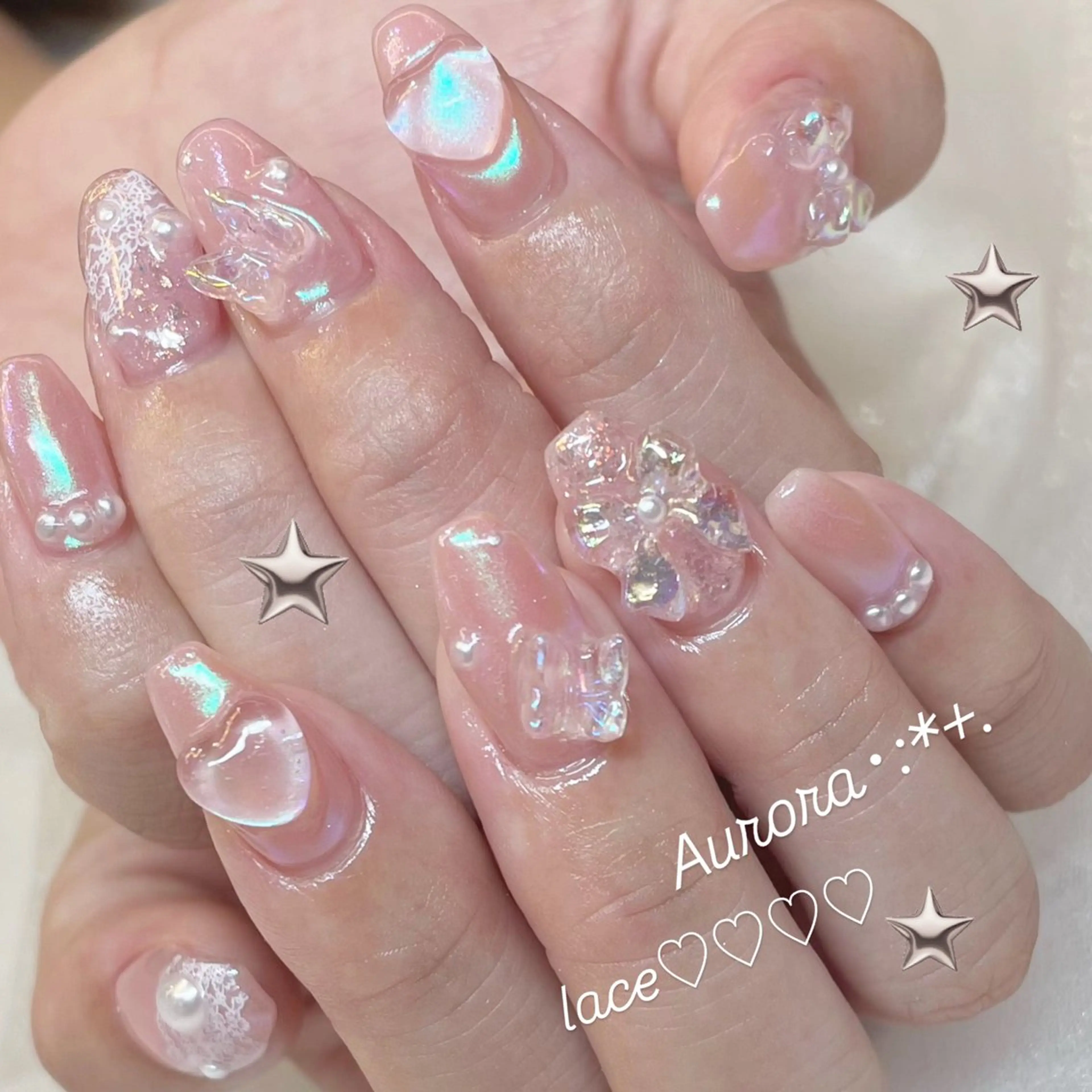 ネイル オーロラネイル キラキラネイル ハンドネイル Tsukahara 🌷仙台PARCOのネイルデザイン