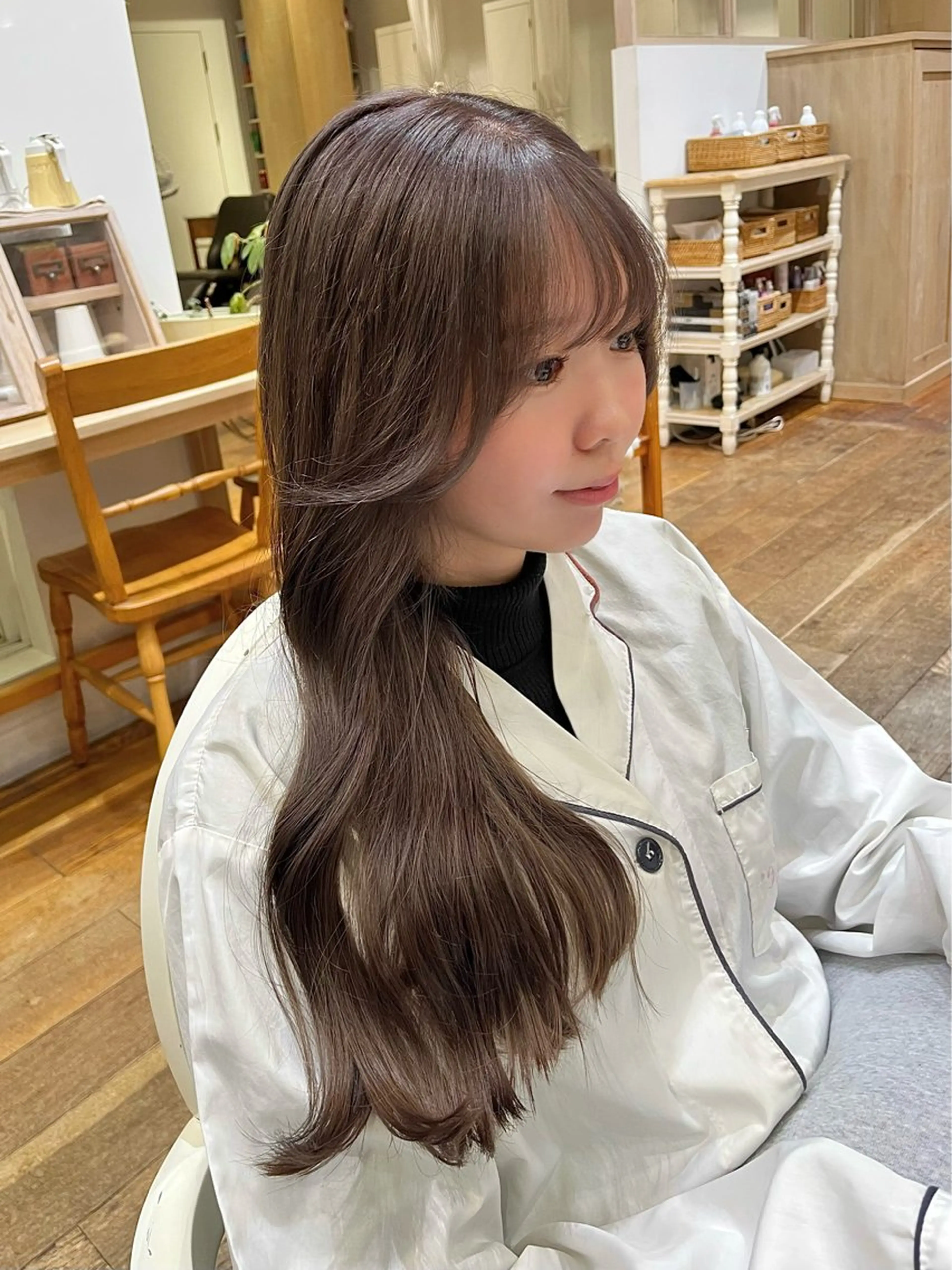 セミロング カラー ヘアカラー 辻しおり/似合わせ カット/暖色カラー栄のヘアスタイル