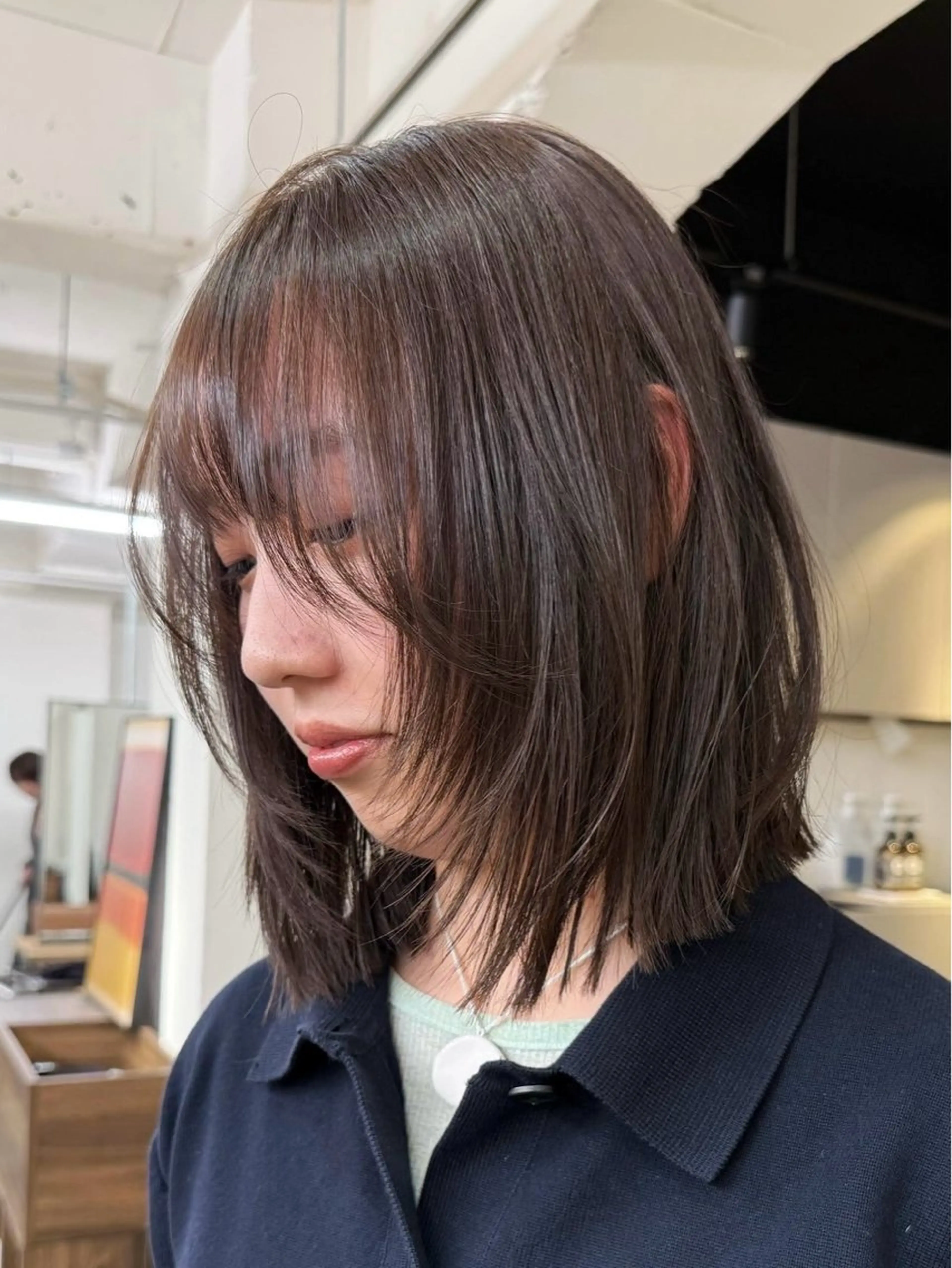 ミディアム カラー カット ヘアカラー トリートメント ♡アヤメ/レイヤー ボブ♡渋谷のヘアスタイル