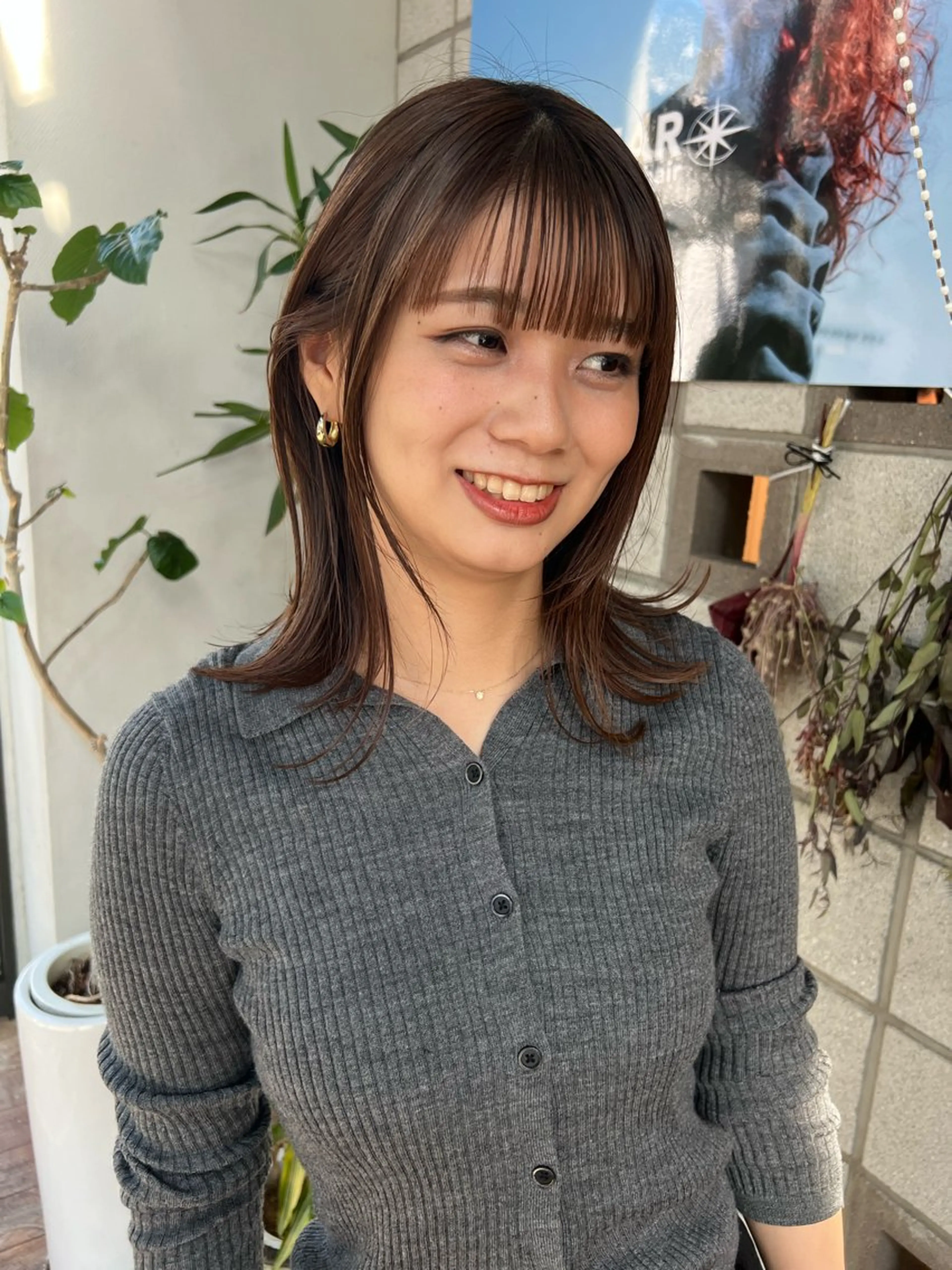ミディアム ワイドバング カット ヘアカラー トリートメント 松本  夏海のヘアスタイル