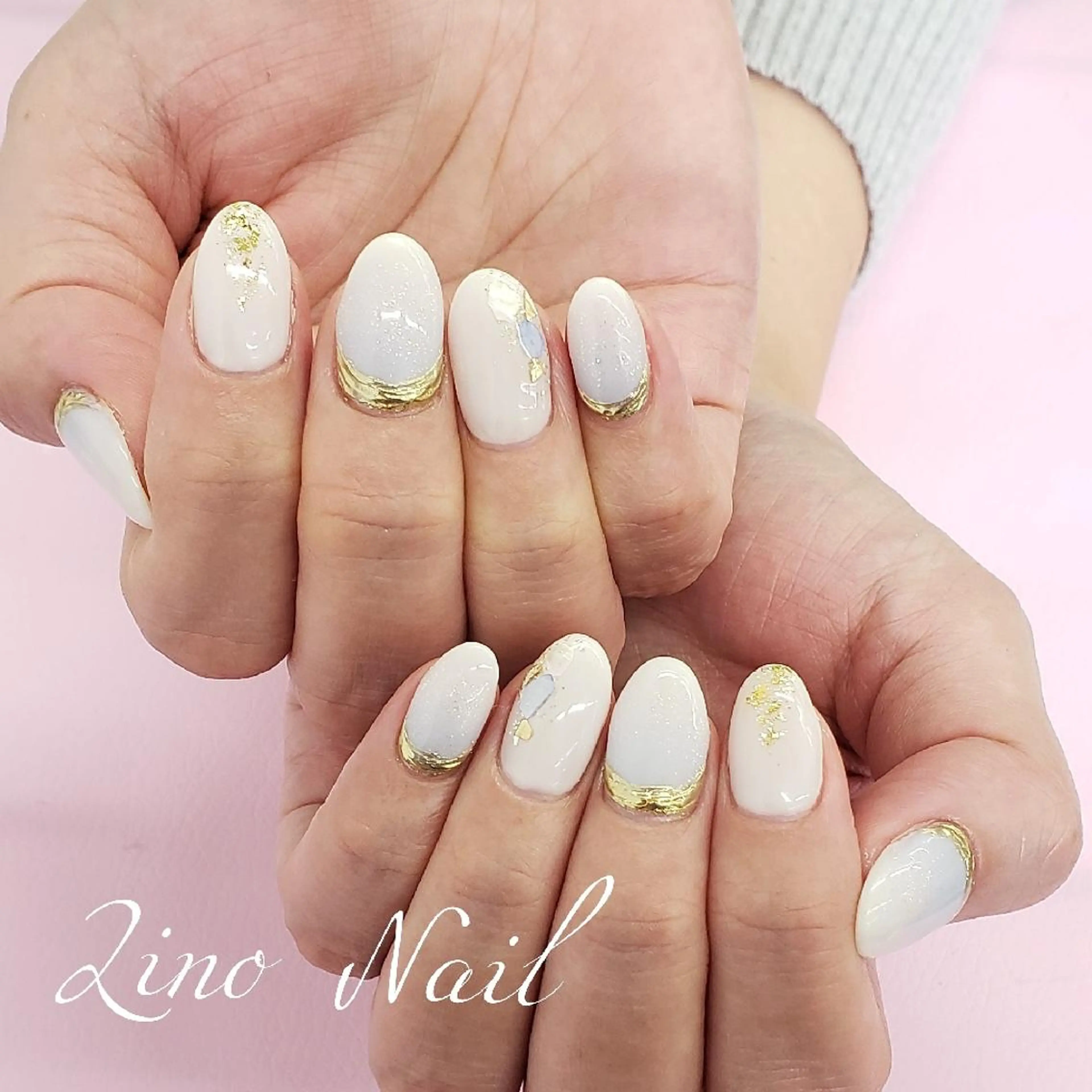 ネイル ブルー カジュアル ジェルネイル グラデーション キラキラネイル Lino Nailのネイルデザイン