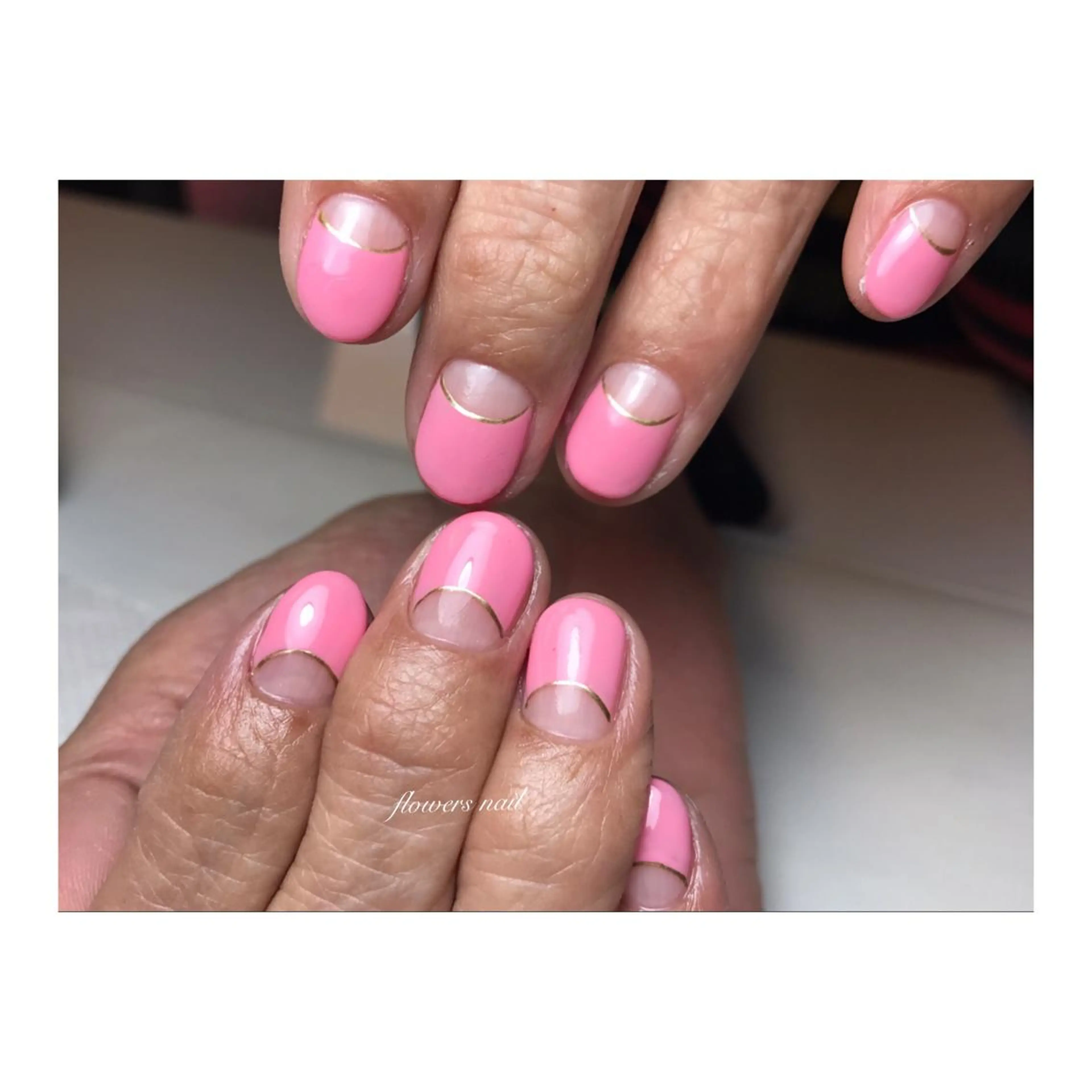 ネイル フレンチネイル オフィスネイル 逆フレンチ ブライダルネイル flowers nailのネイルデザイン