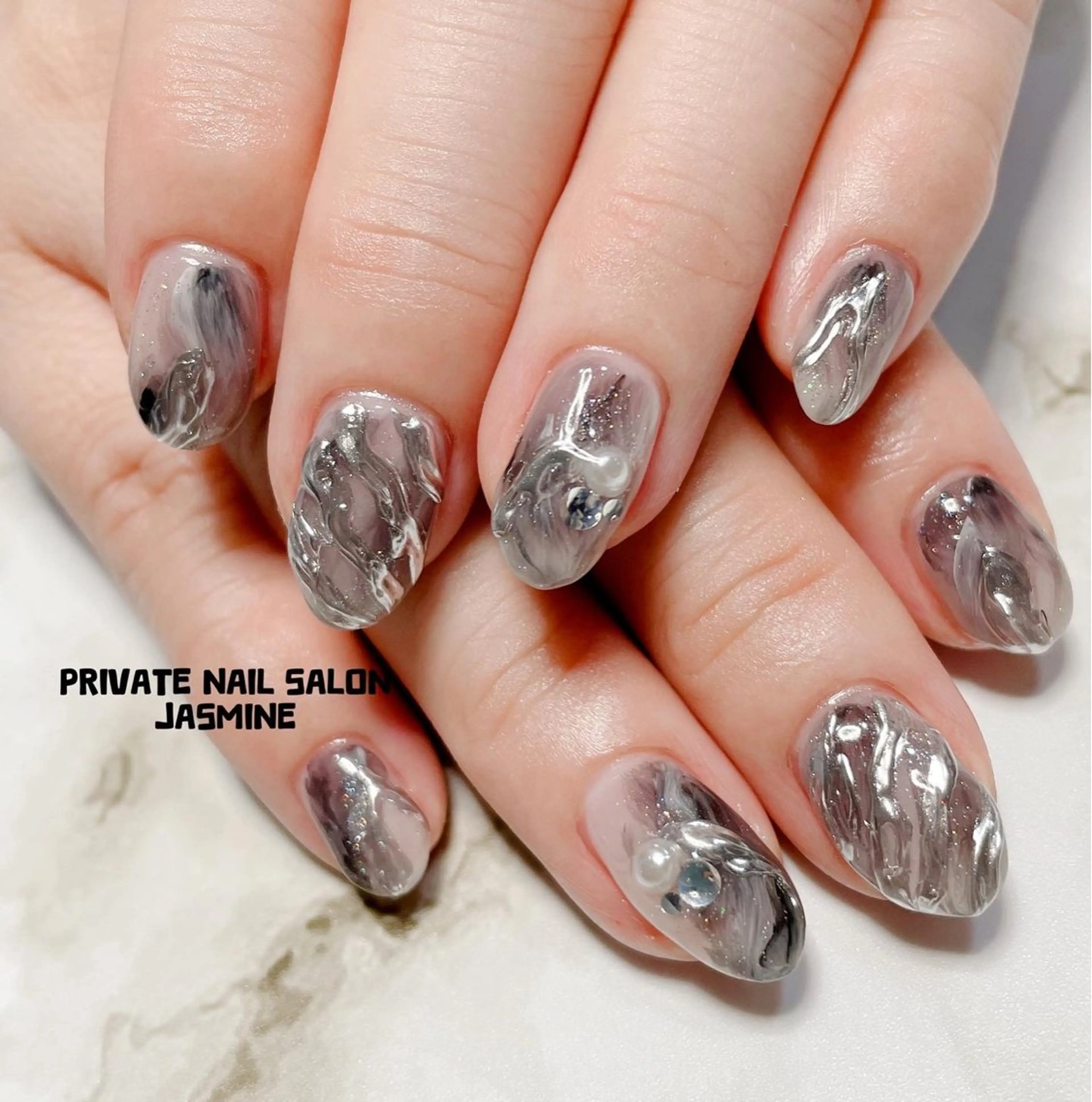 ネイル ミラーネイル ニュアンスネイル ハンドネイル Nail salon JASMINEのネイルデザイン