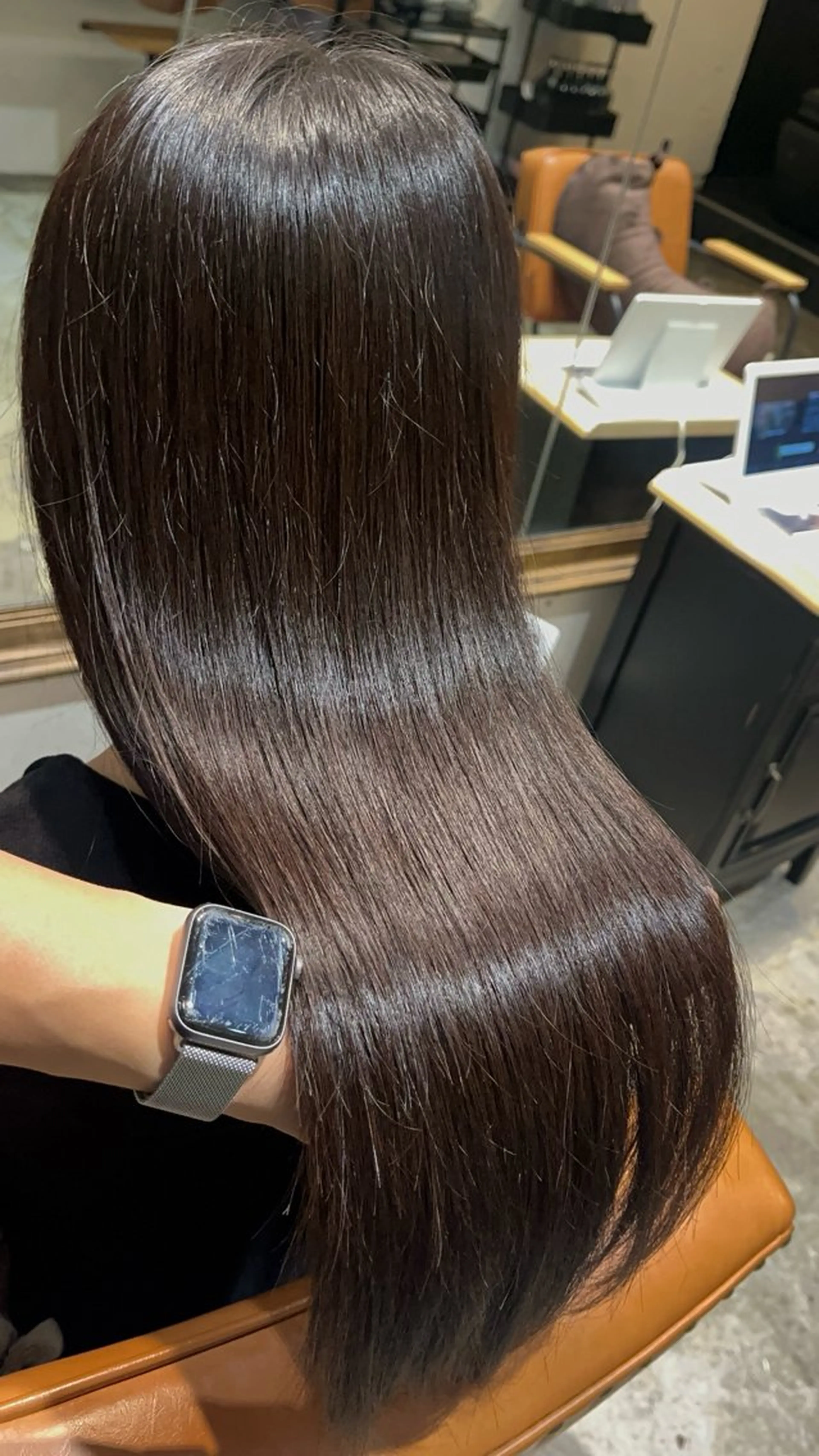 ロング カット ヘアカラー トリートメント 木津空 髪質改善のヘアスタイル