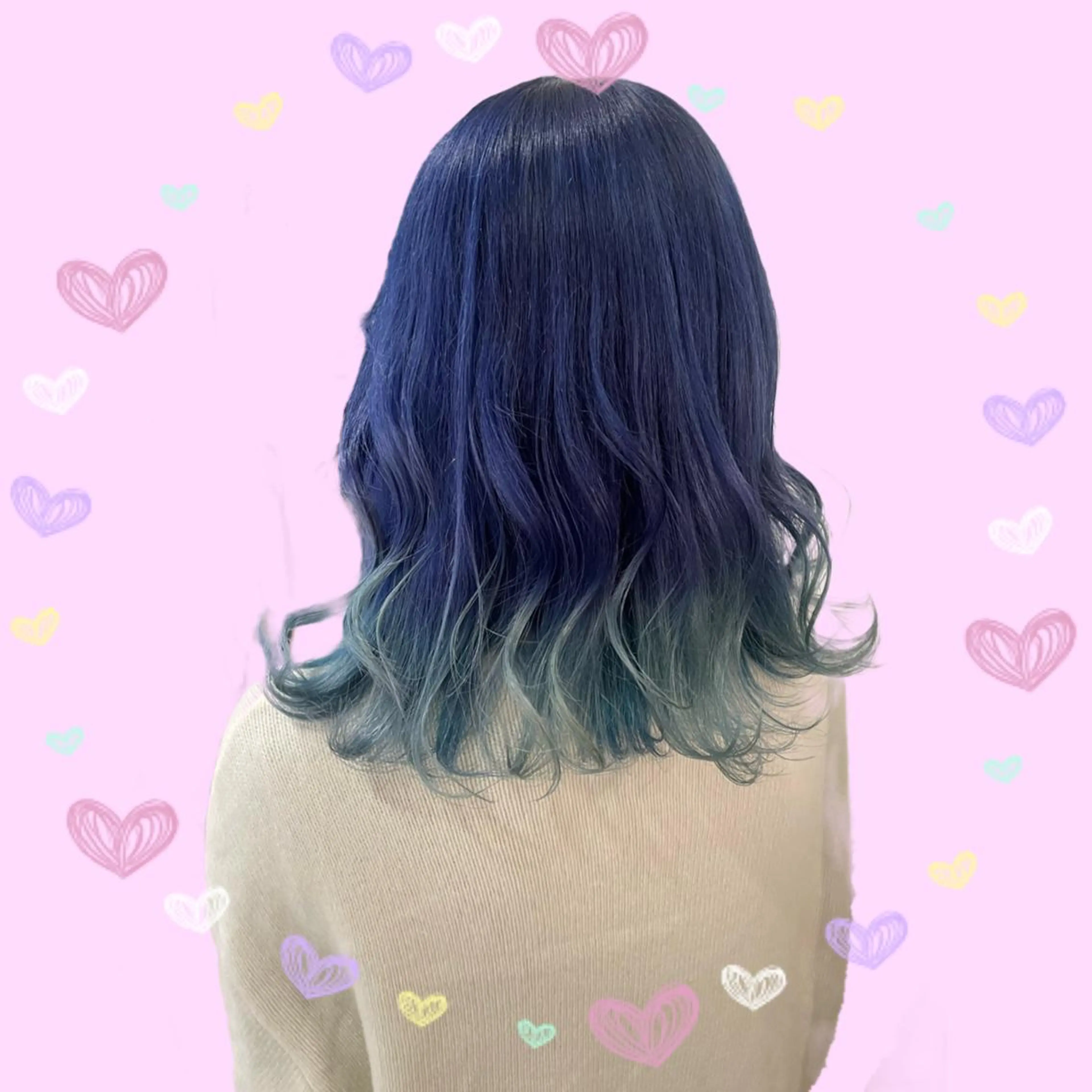 セミロング カラー ヘアアレンジ ネイビーカラー ヘアカラー 🦄ブリーチ💜エク ステ💜MIU🦄のヘアスタイル