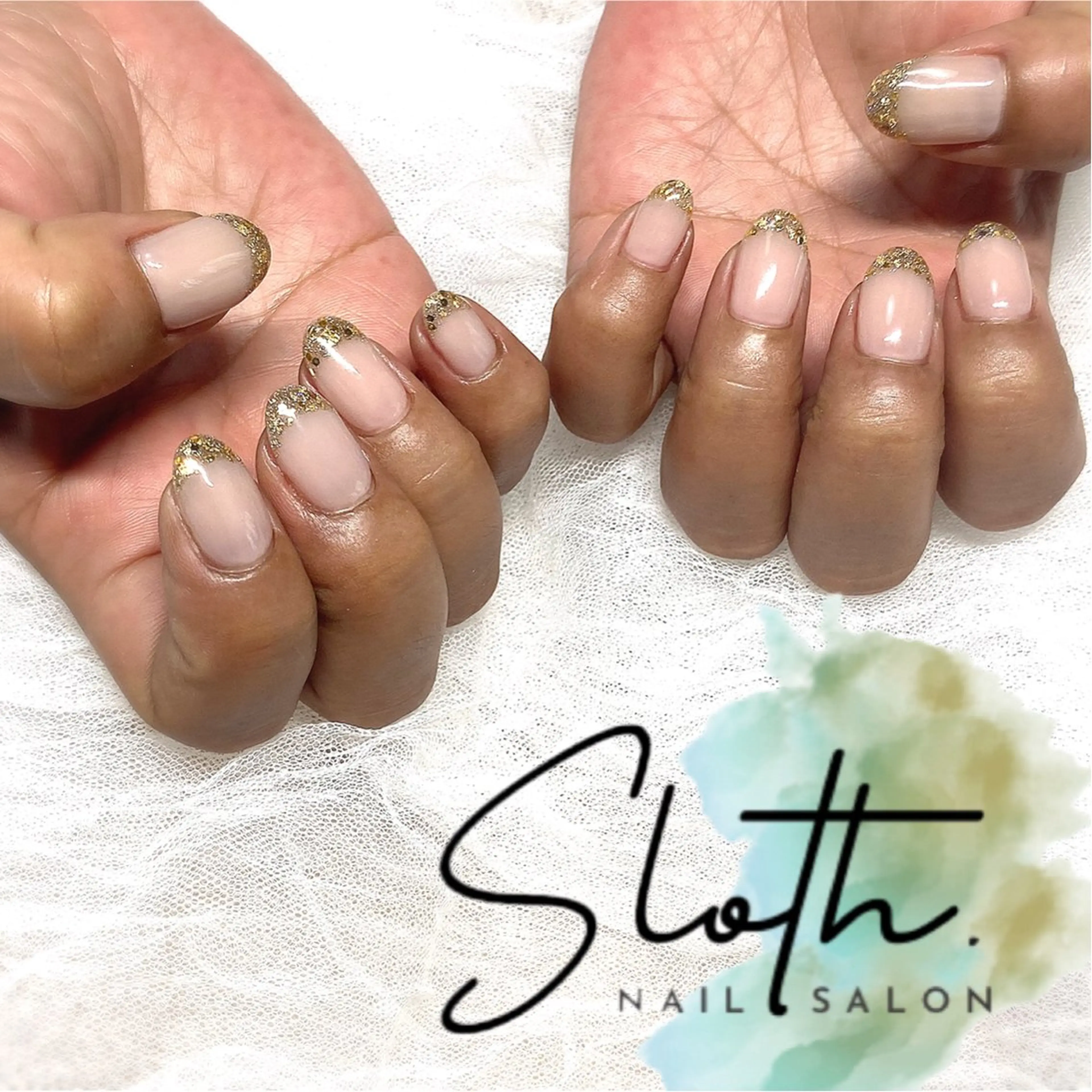 ネイル フレンチネイル ガラスフレンチ ハンドネイル nail salon slothのネイルデザイン