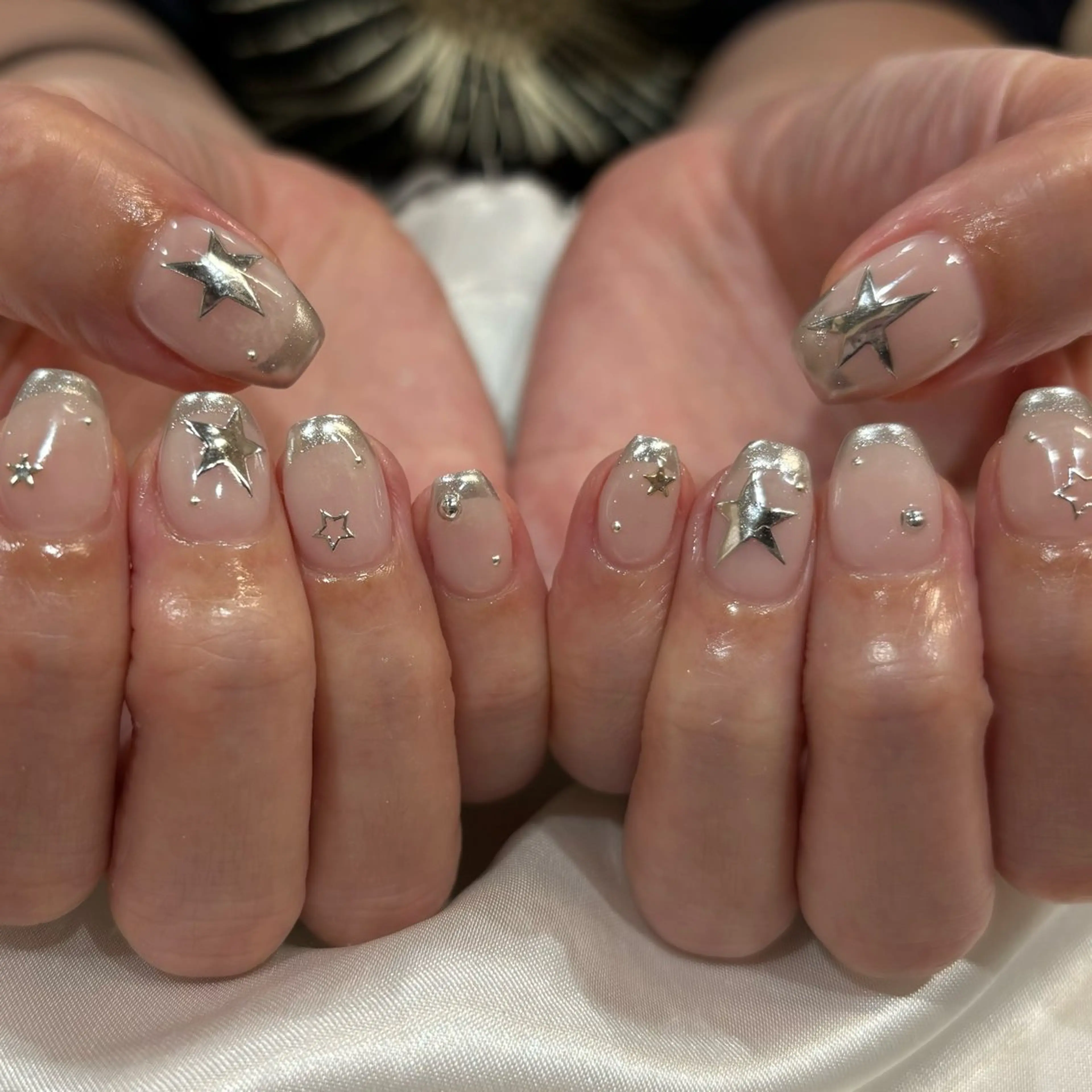 ネイル フレンチネイル ミラーネイル 持ち込み ハンドネイル sharesalon    room59所属・nozomi 🌙のネイルデザイン