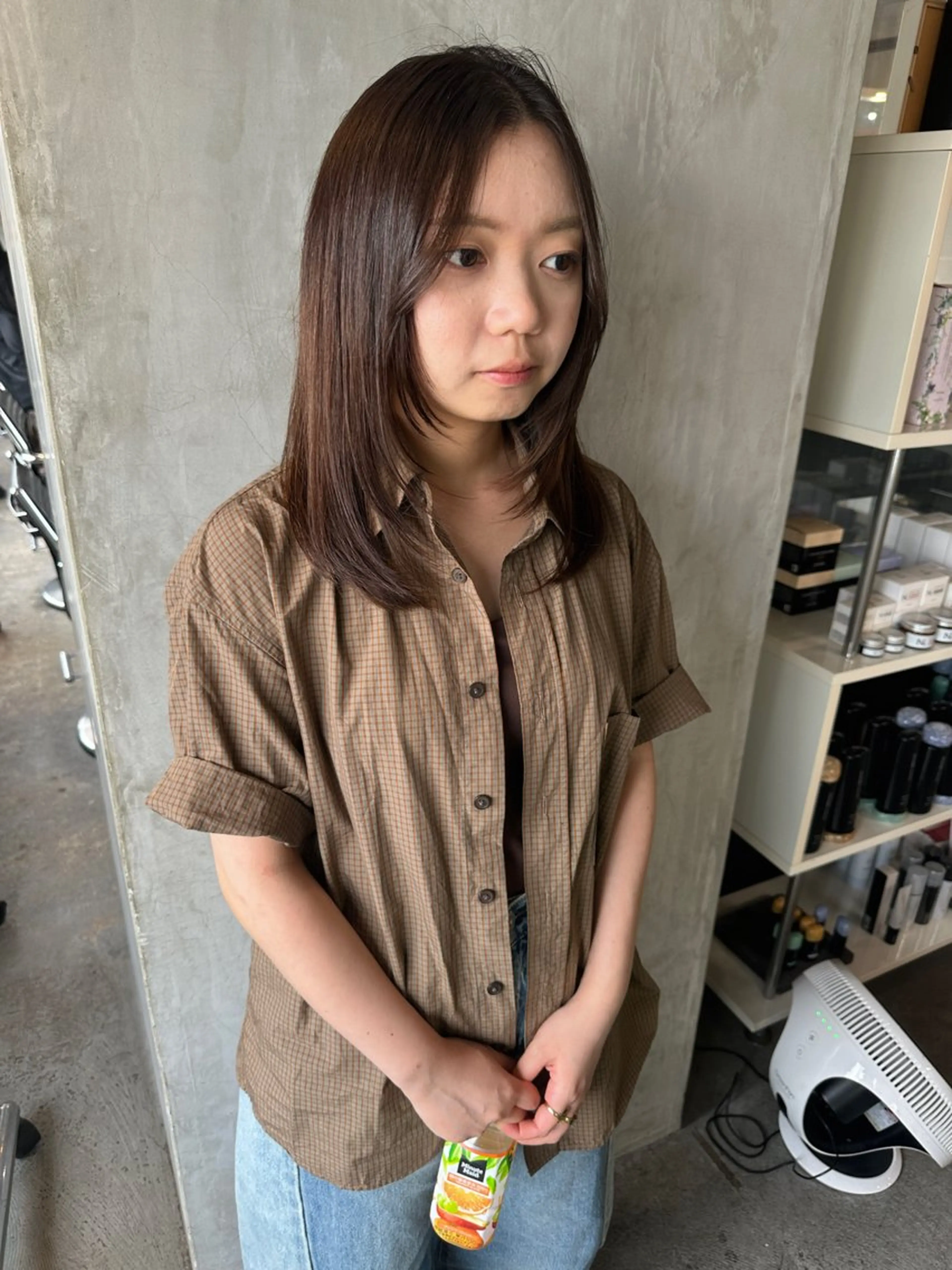 ミディアム カラー ヘアアレンジ 顔まわりレイヤー 顔周りカット レイヤーカット カット ヘアセット stylist/蛯谷 珠里のヘアスタイル