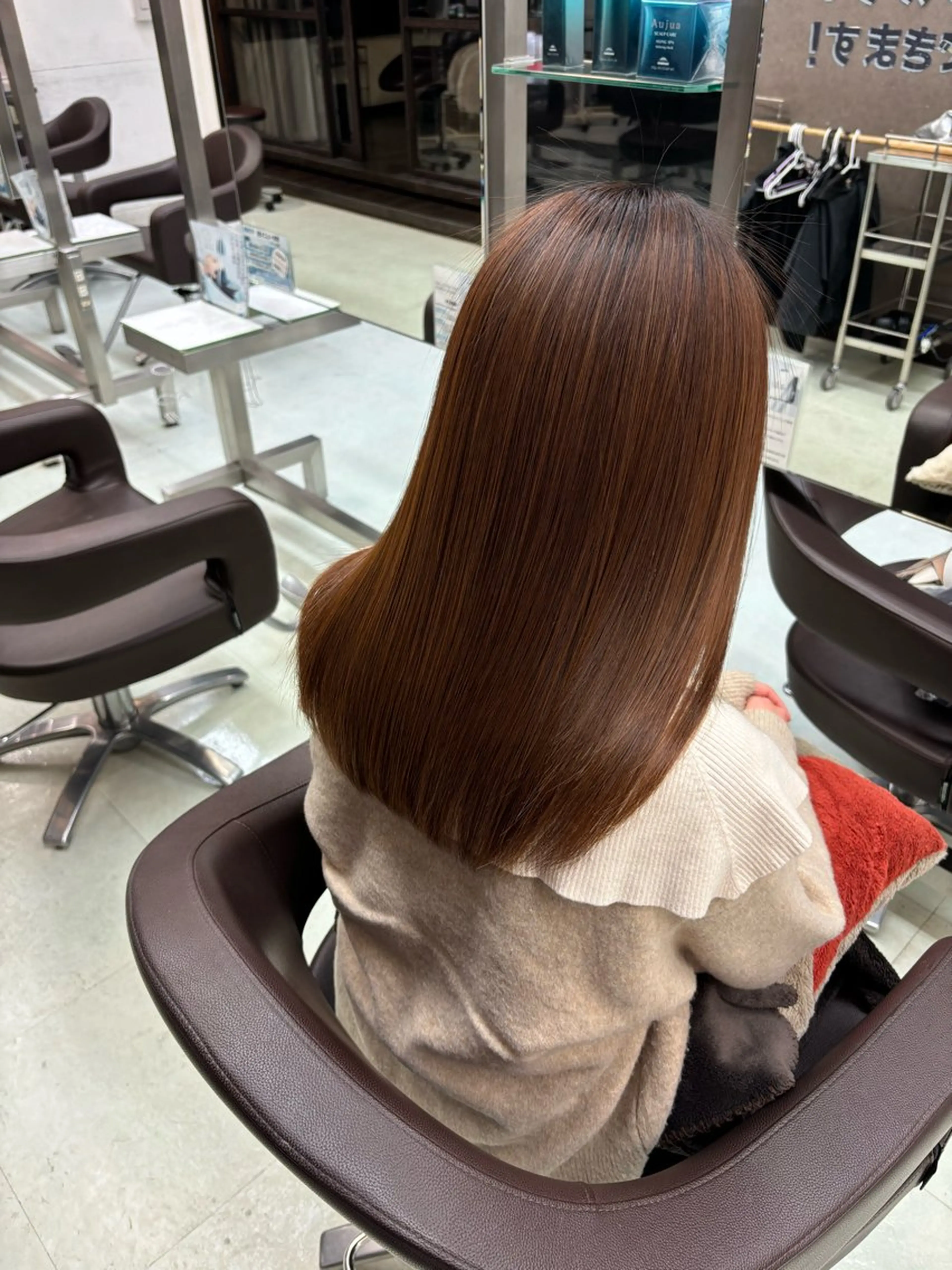 ミディアム 髪質改善 ヘアカラー トリートメント WiLL 西宮　梶岡 日菜/艶感カラーのヘアスタイル
