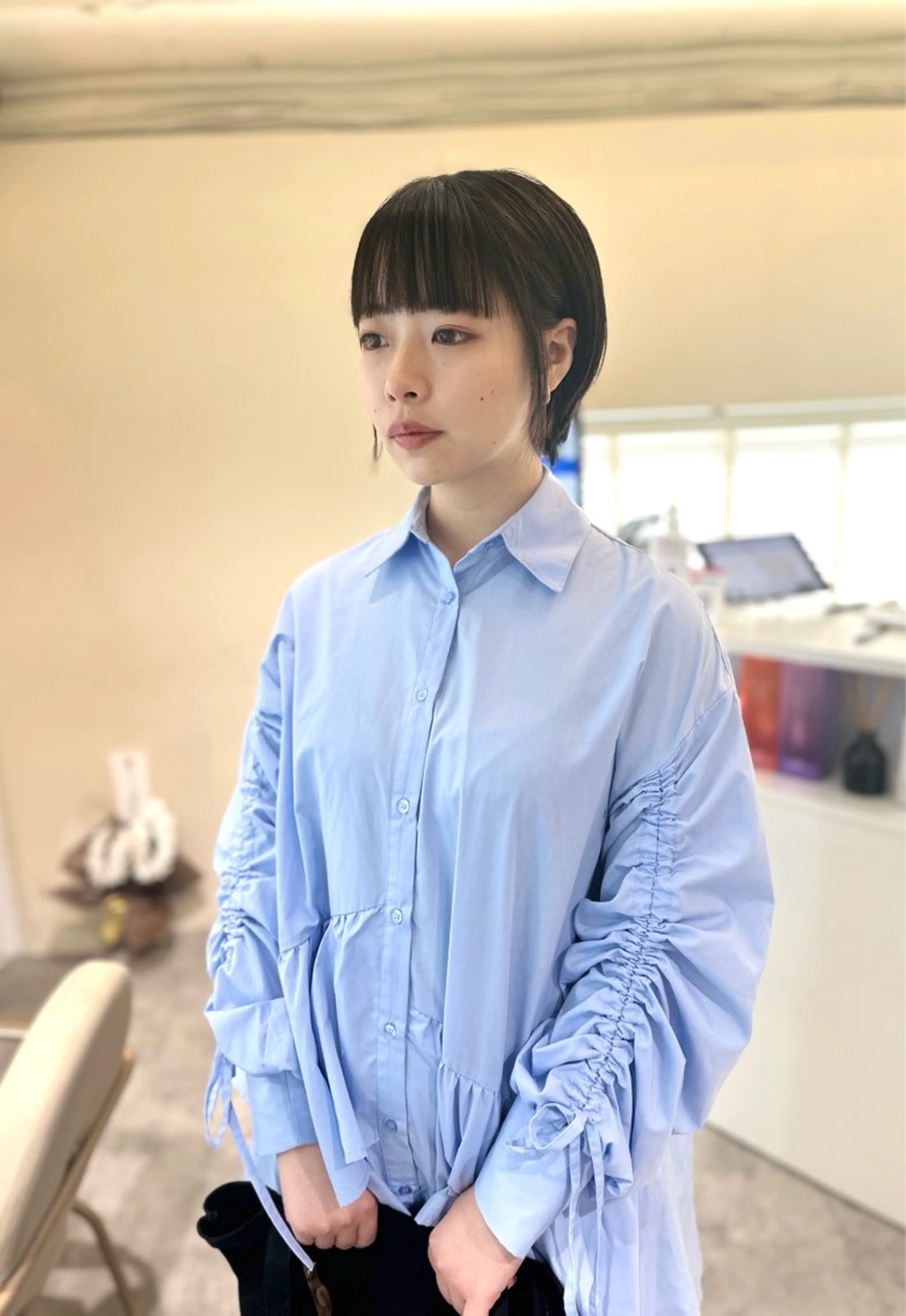 ショート カラー ショートボブ アディクシーカラー バレイヤージュ ブリーチ デザインカラー カット ヘアカラー トリートメント 色気レイヤーカット 大和健生のヘアスタイル