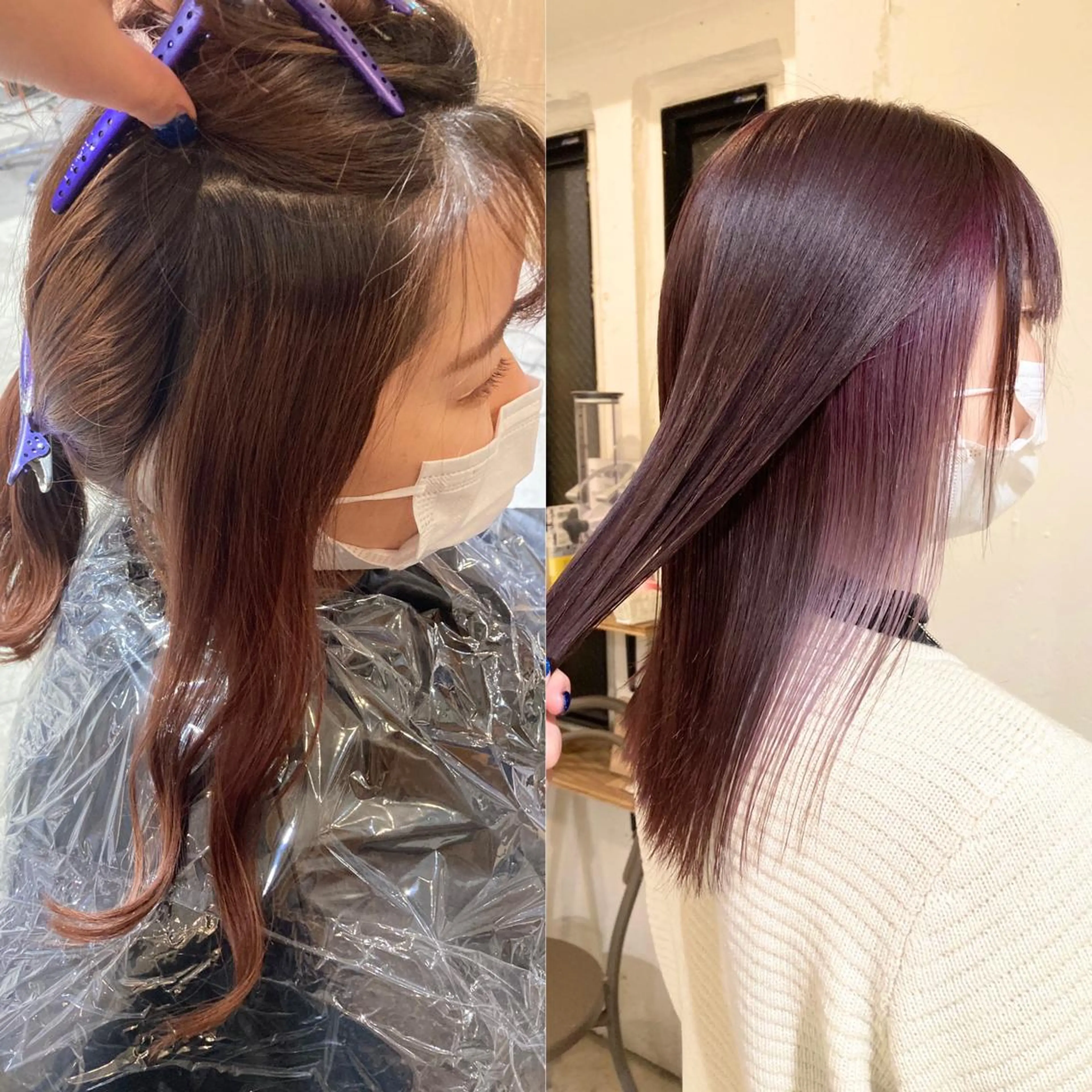 カラー ピンクカラー バイオレットカラー 💗モテ髪 ハイトーンあや💗のヘアスタイル