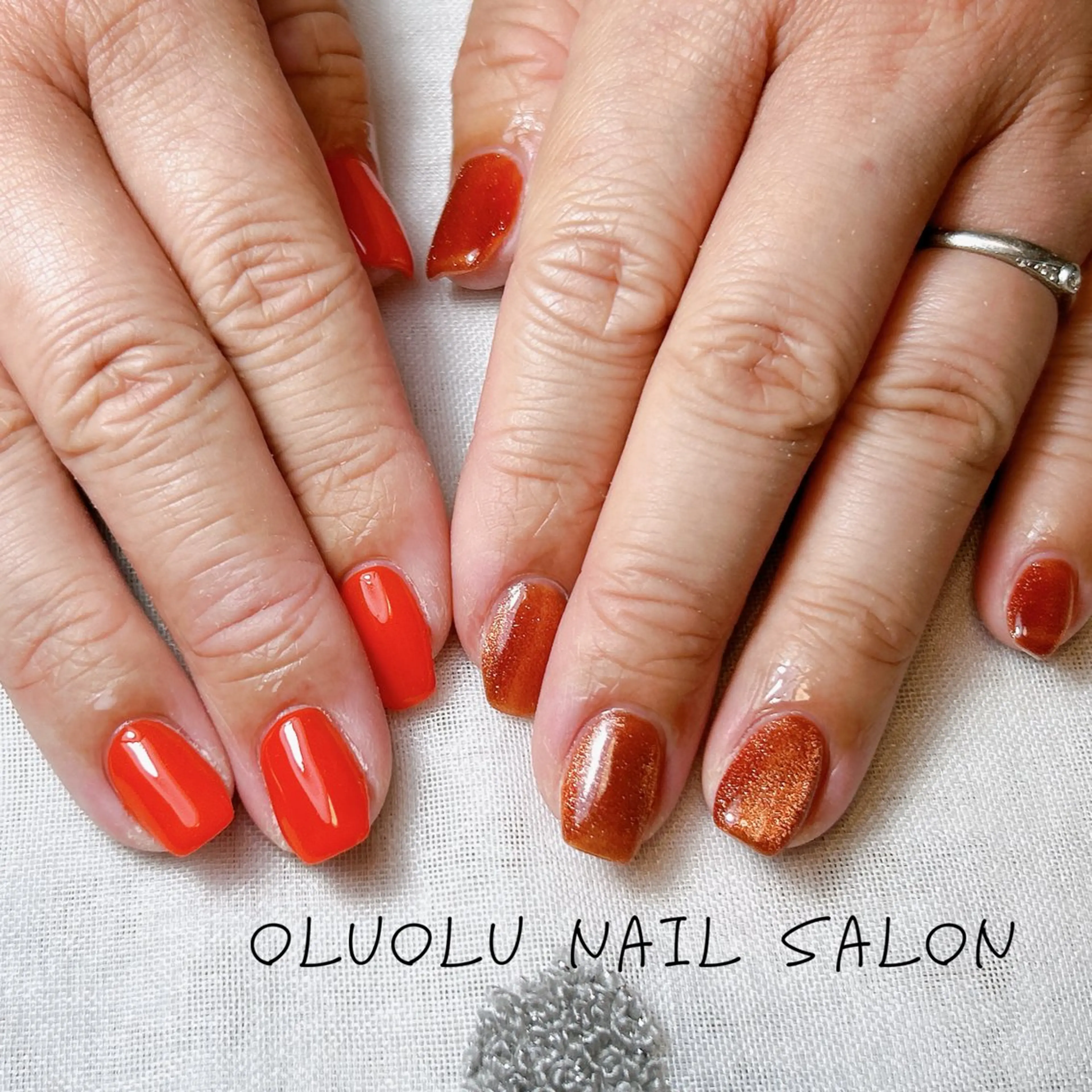 ネイル マグネットネイル オレンジ oluolu nailsalonのネイルデザイン