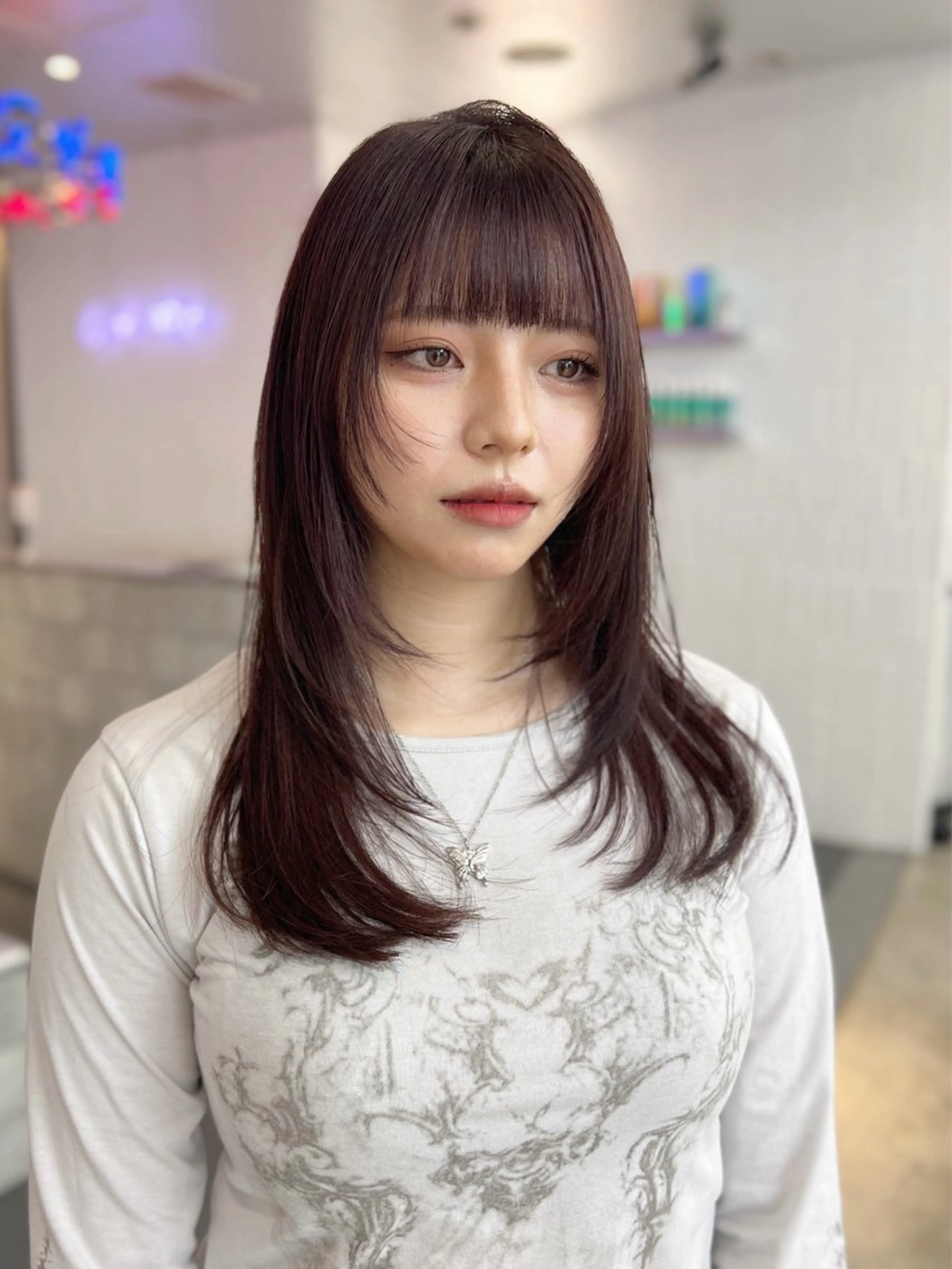 セミロング カラー ヘアアレンジ ブラウンカラー ピンクカラー ピンクブラウン レイヤーカット カット ヘアカラー トリートメント ヘアセット レイヤーカット指名 No.1💖マユカのヘアスタイル