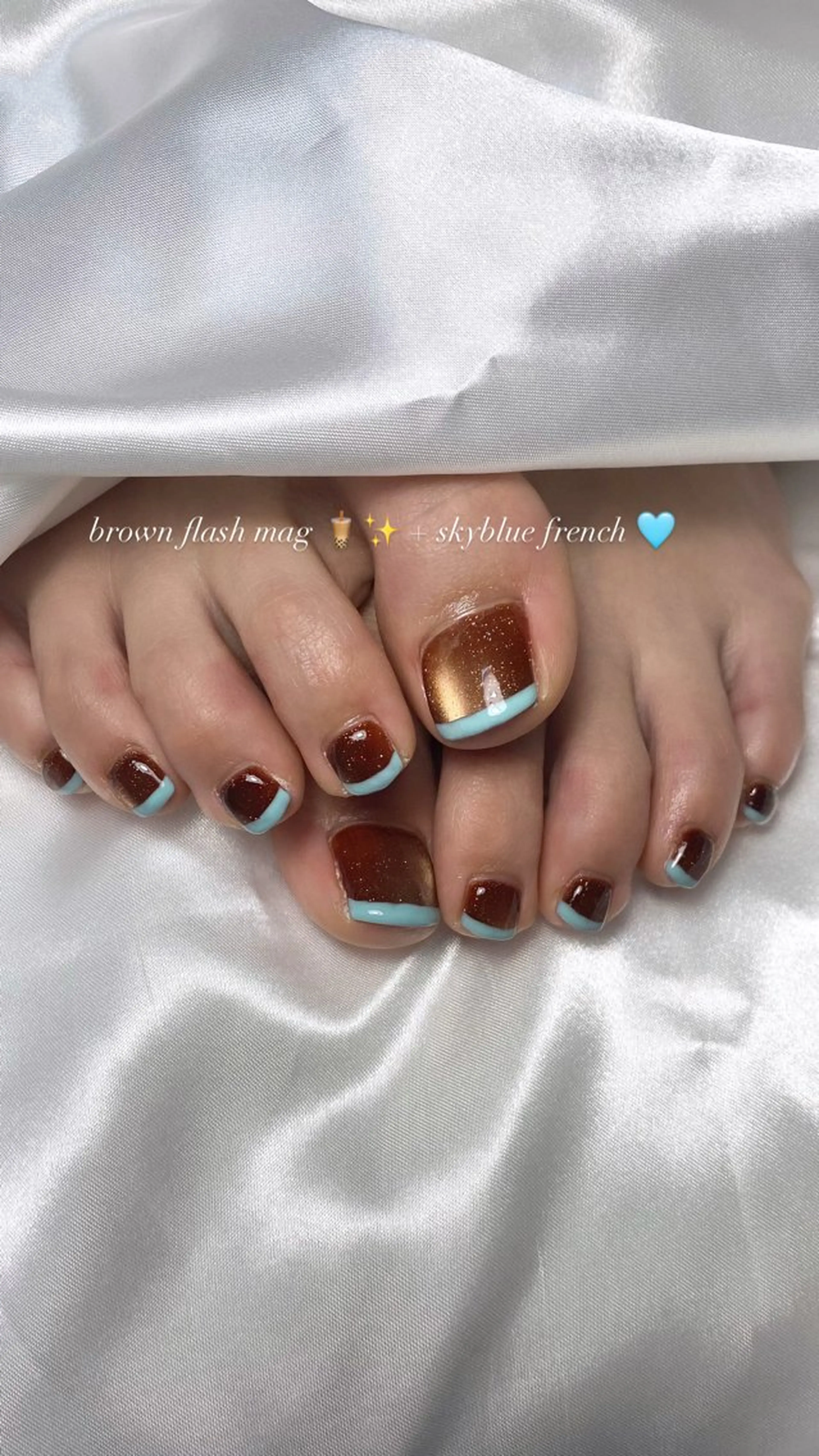 ネイル ブラウン マグネットネイル フットネイル andK nail salonのネイルデザイン